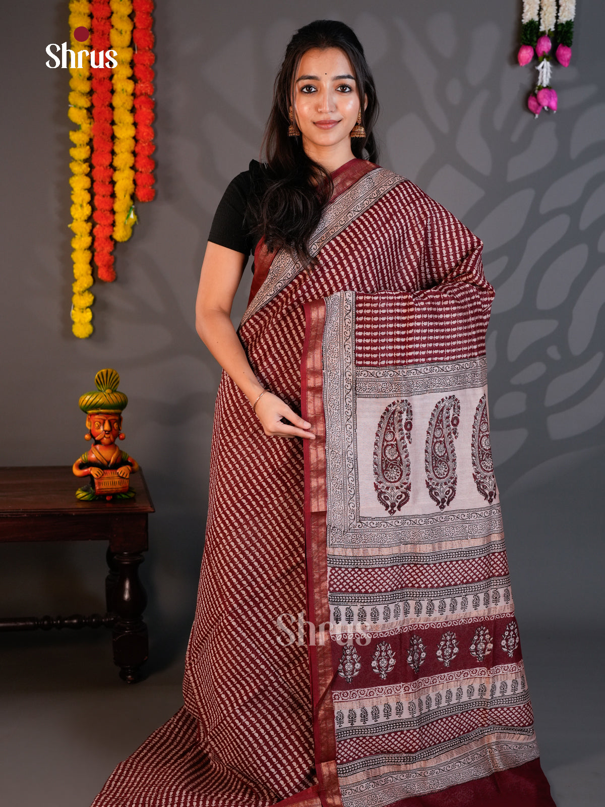 EAS30253 - Maheshwari silkcotton - Saree - Shop on Shrus.com