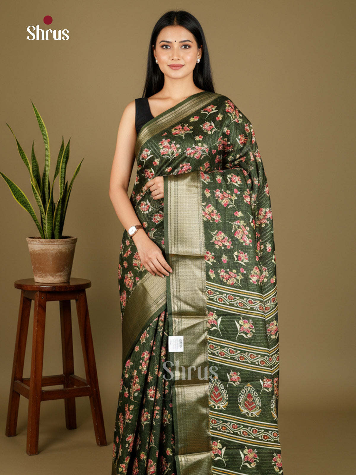 Green - Semi Crepe - Saree -EAS30474 - Shop on Shrus.com