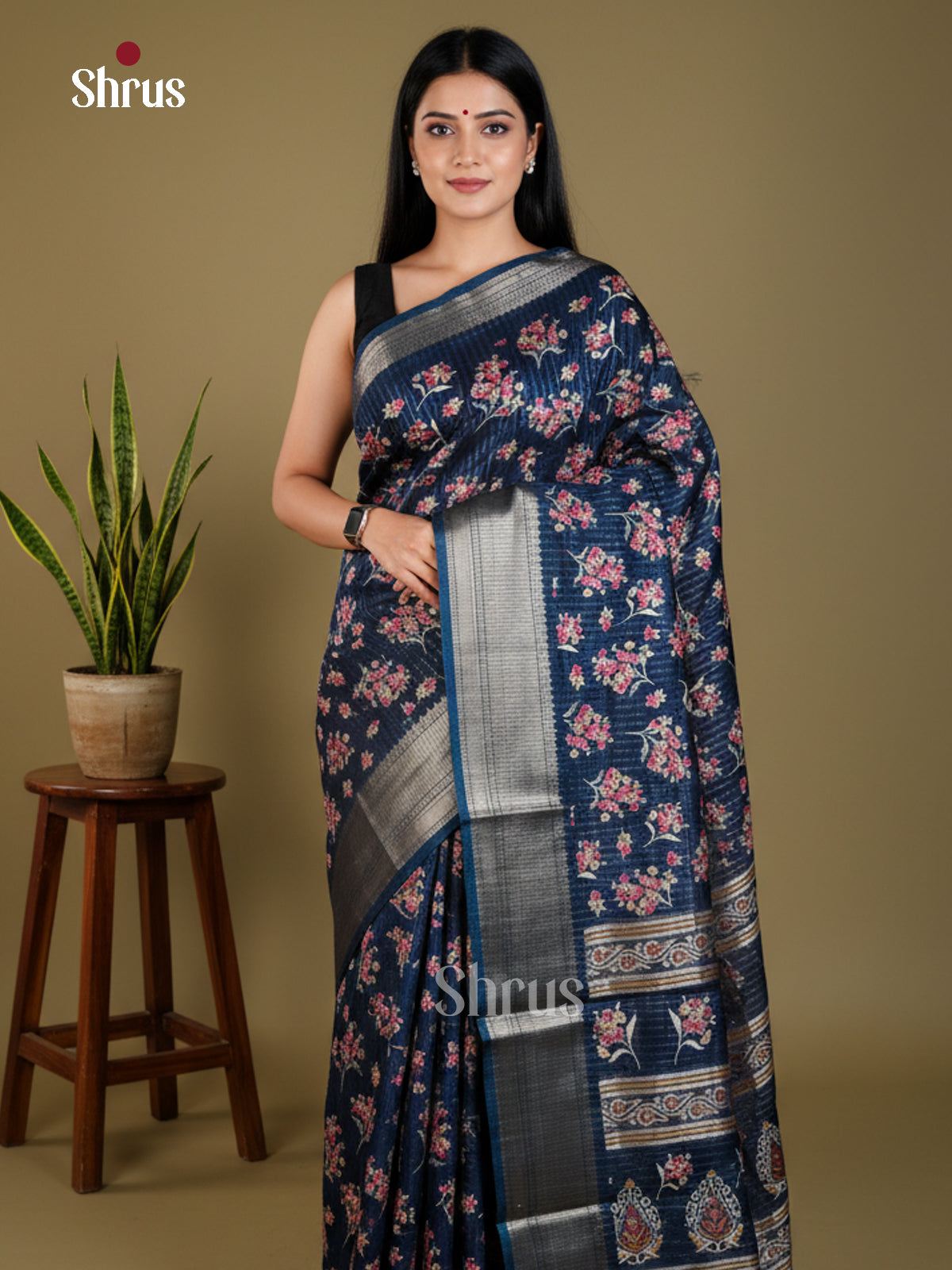 Blue- Semi Crepe - Saree -EAS30477 - Shop on Shrus.com