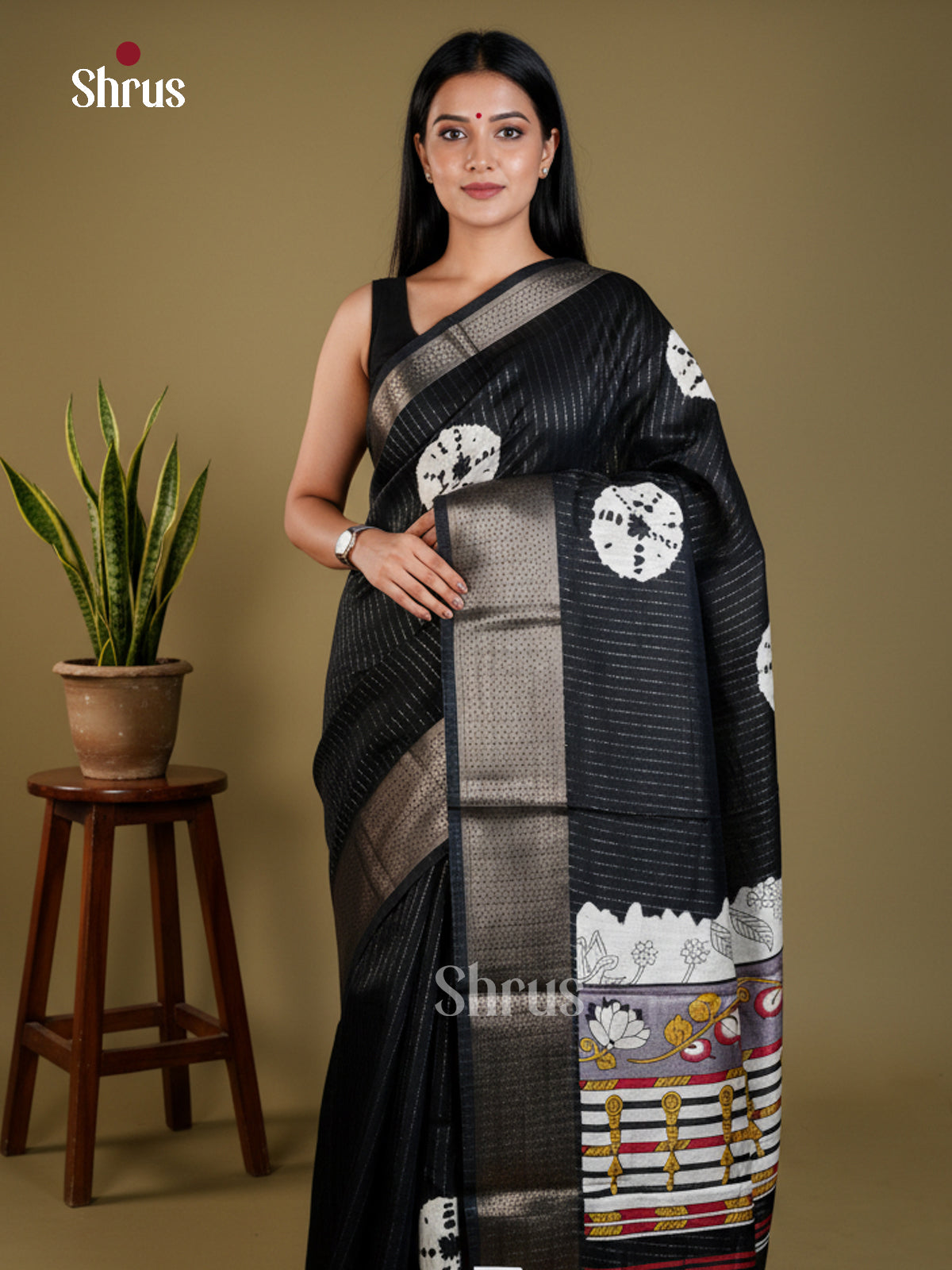 Black  - Semi Crepe - Saree- EAS30484 - Shop on Shrus.com