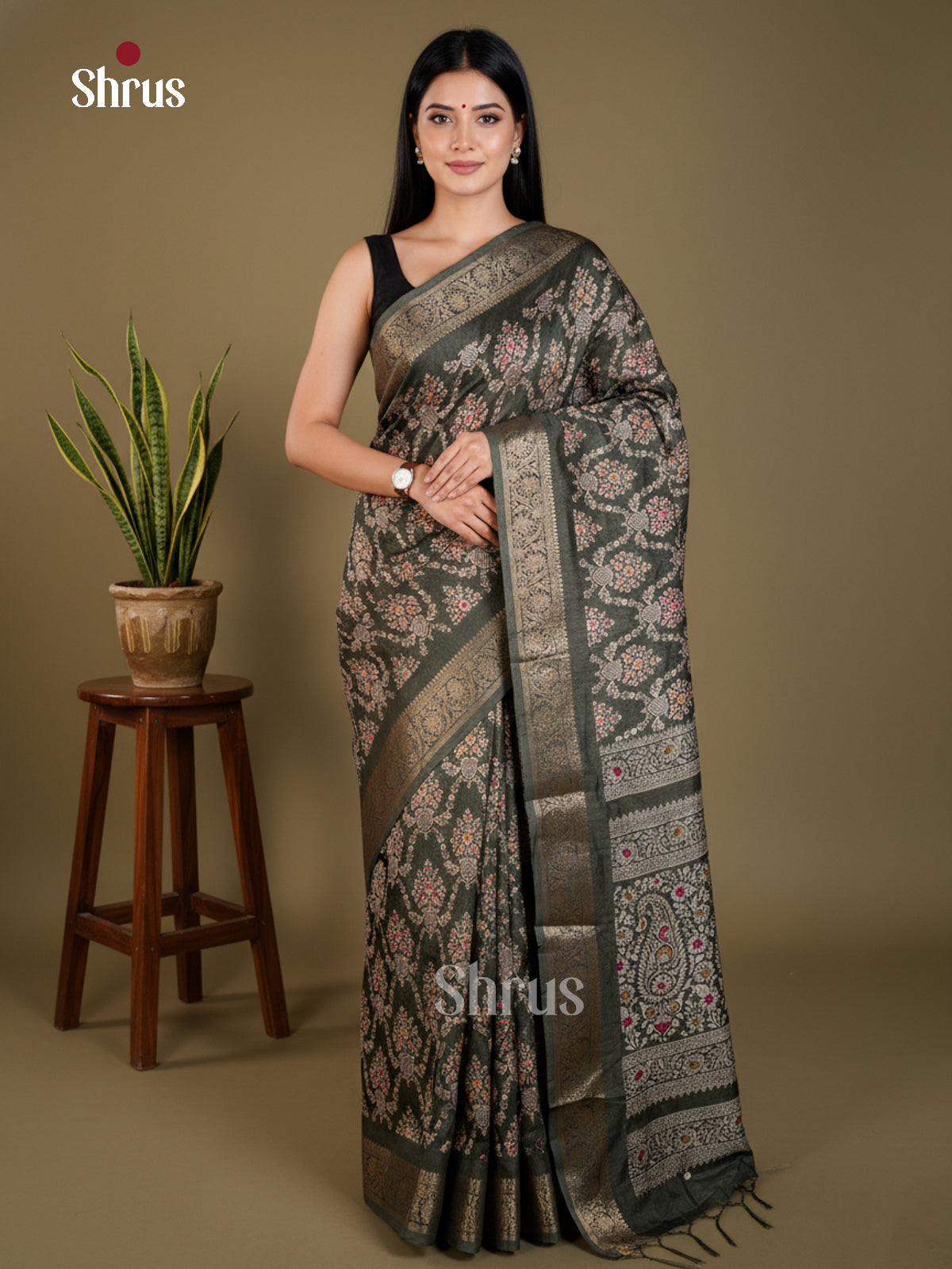 Mint Green - Semi Crepe - Saree - EAS30497 - Shop on Shrus.com
