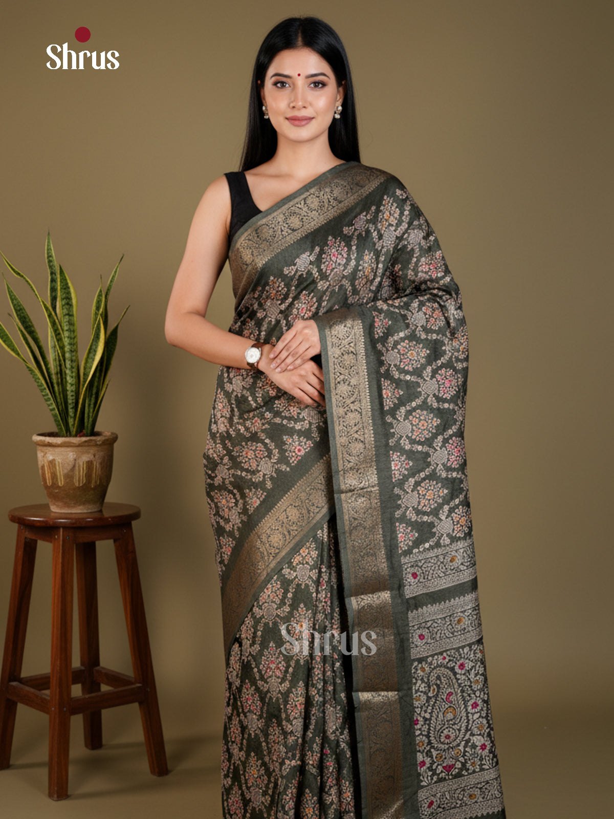 Mint Green - Semi Crepe - Saree - EAS30497 - Shop on Shrus.com