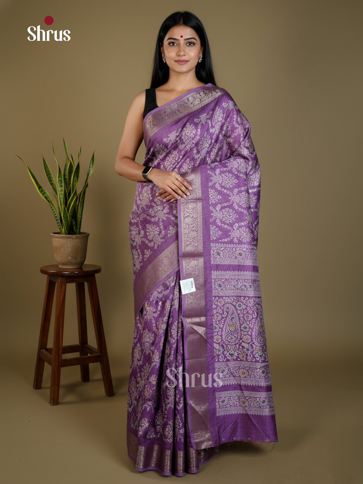 Purple  - Semi Crepe - Saree- EAS30499 - Shop on Shrus.com