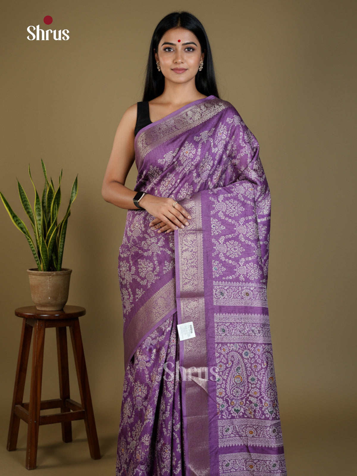 Purple  - Semi Crepe - Saree- EAS30499 - Shop on Shrus.com
