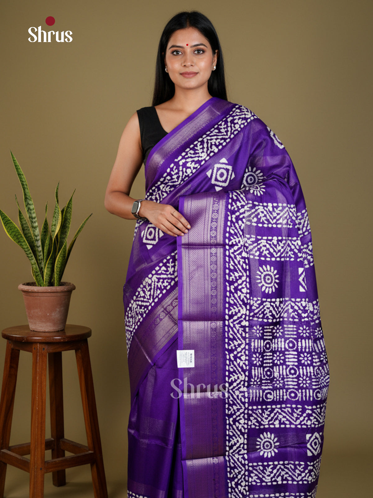 Violet - Semi Crepe - Saree - EAS30527 - Shop on Shrus.com
