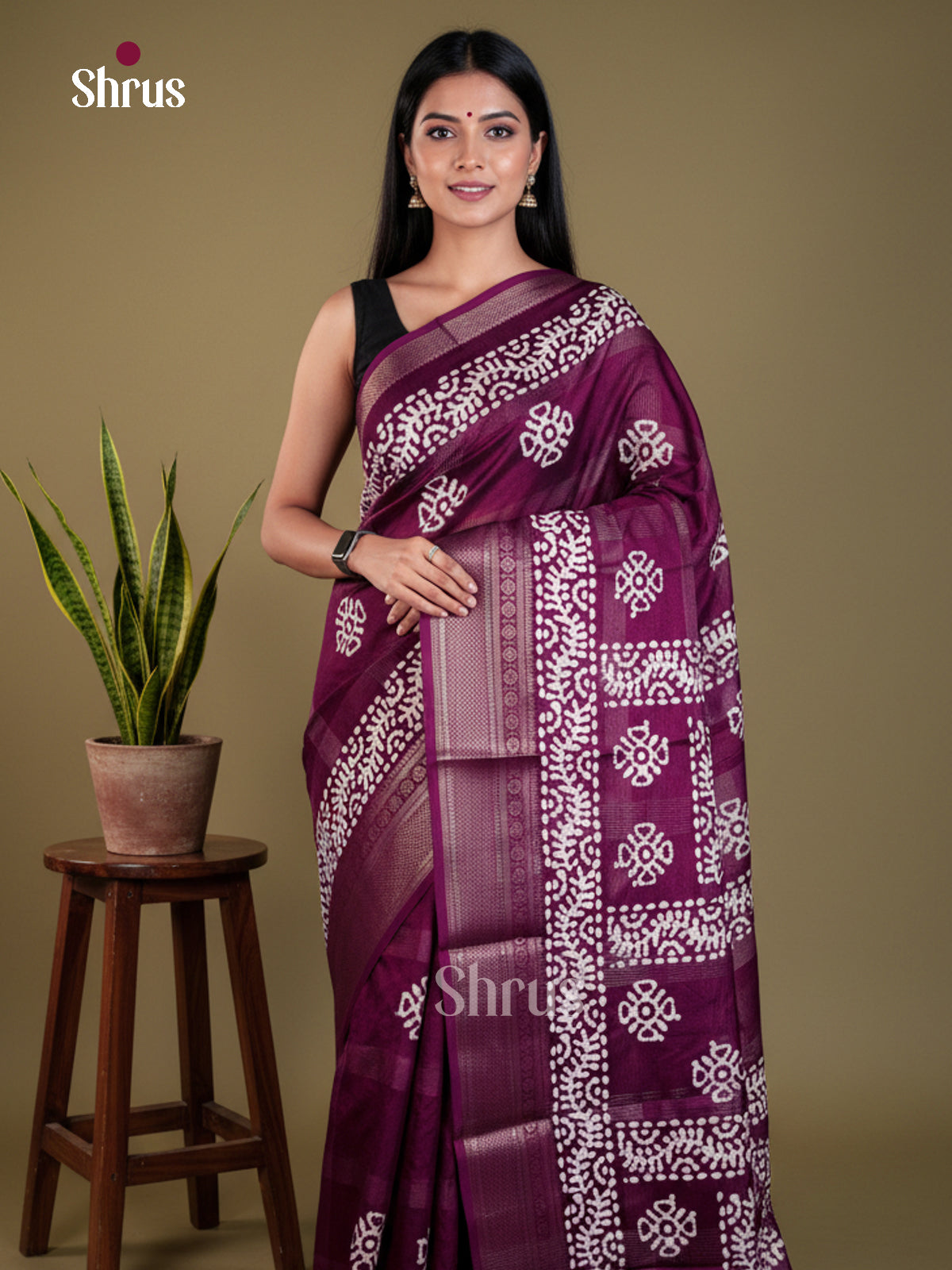 Purple  - Semi Crepe - Saree- EAS30530 - Shop on Shrus.com