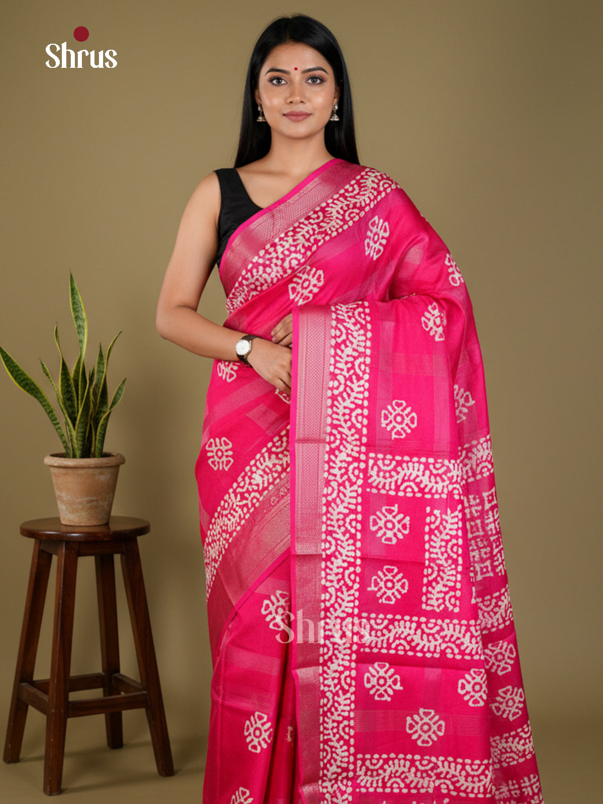 Pink - Semi Crepe - Saree - EAS30533 - Shop on Shrus.com