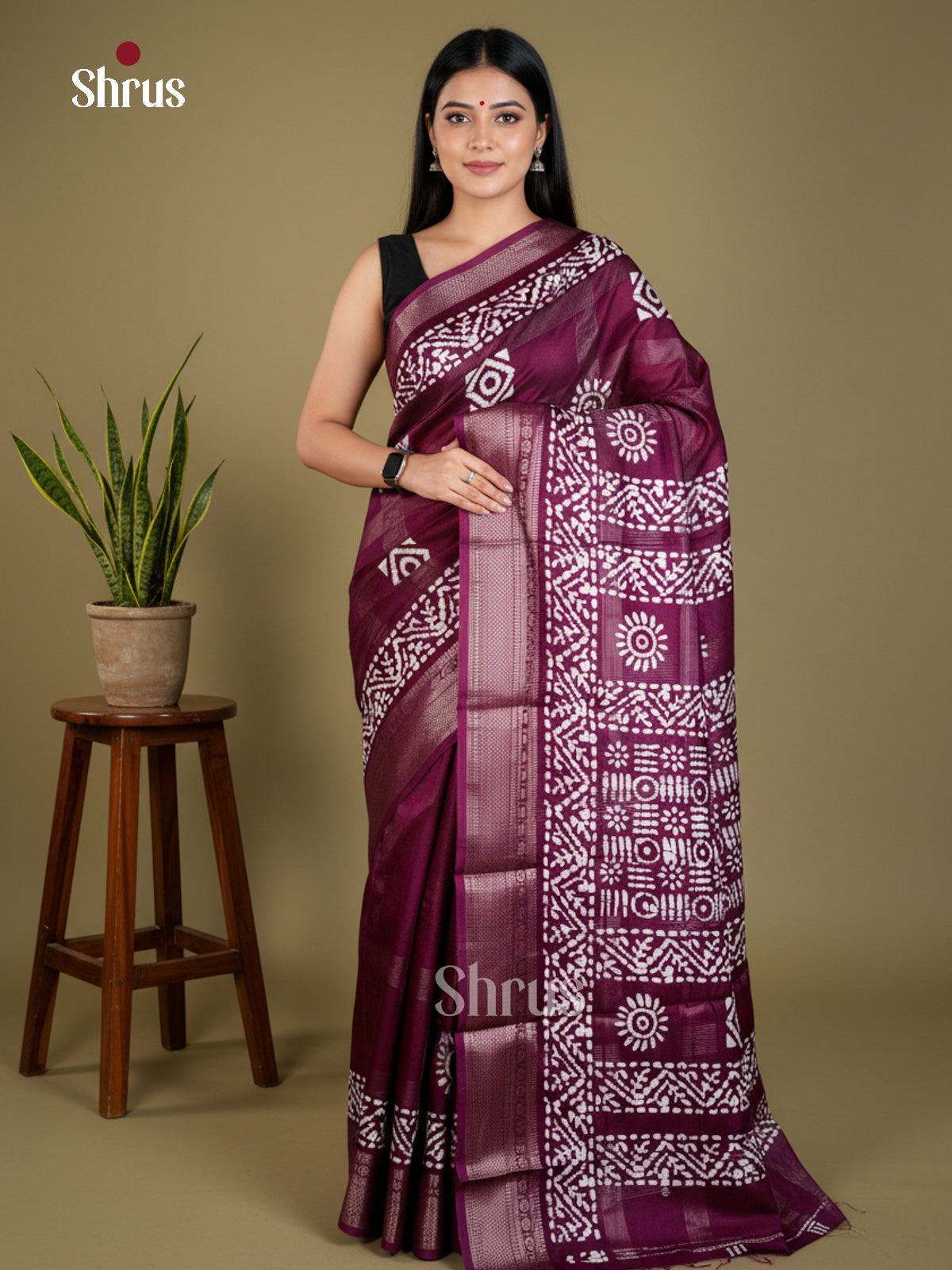 Purple  - Semi Crepe - Saree- EAS30534 - Shop on Shrus.com