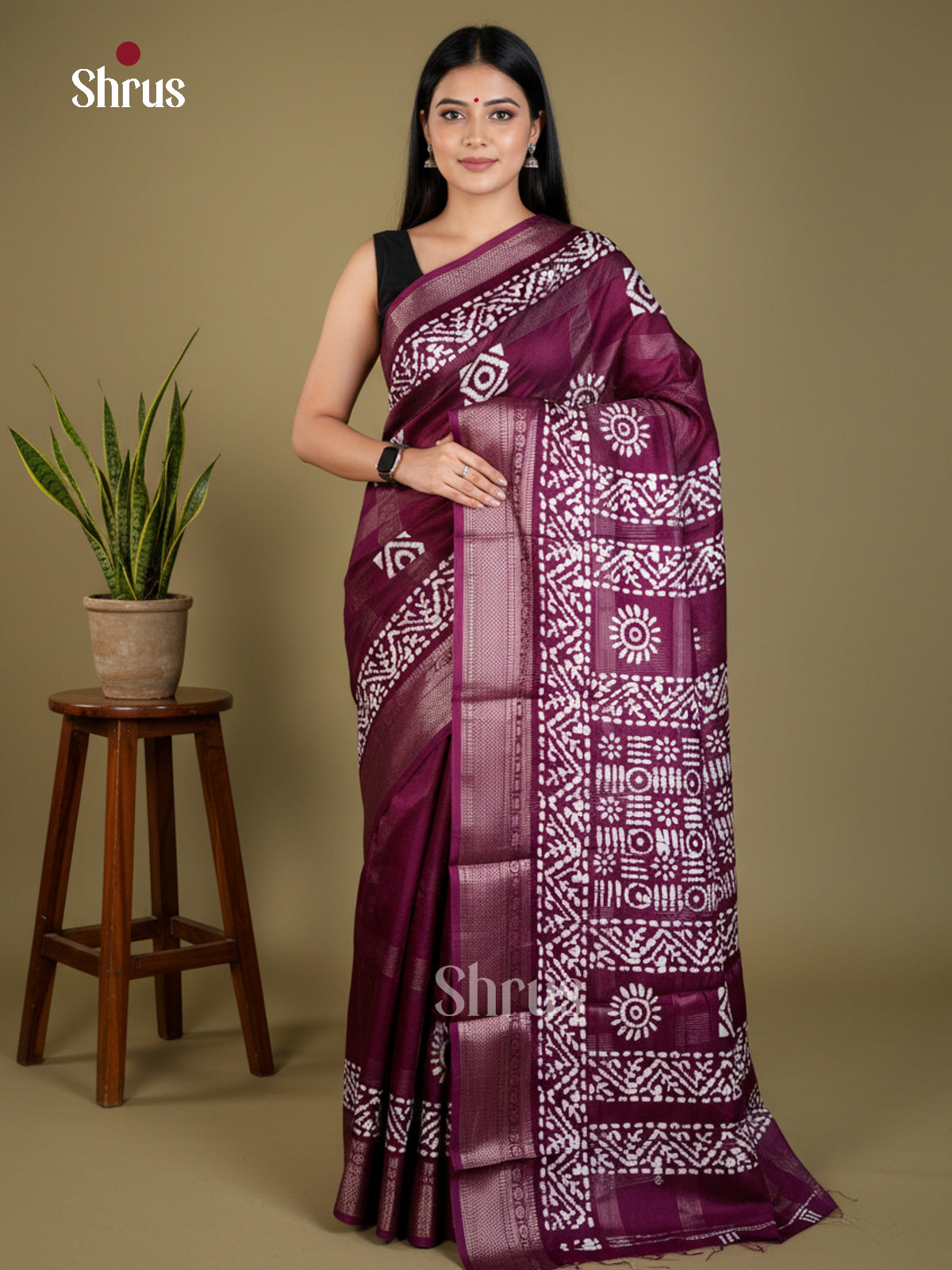 Purple  - Semi Crepe - Saree- EAS30534 - Shop on Shrus.com