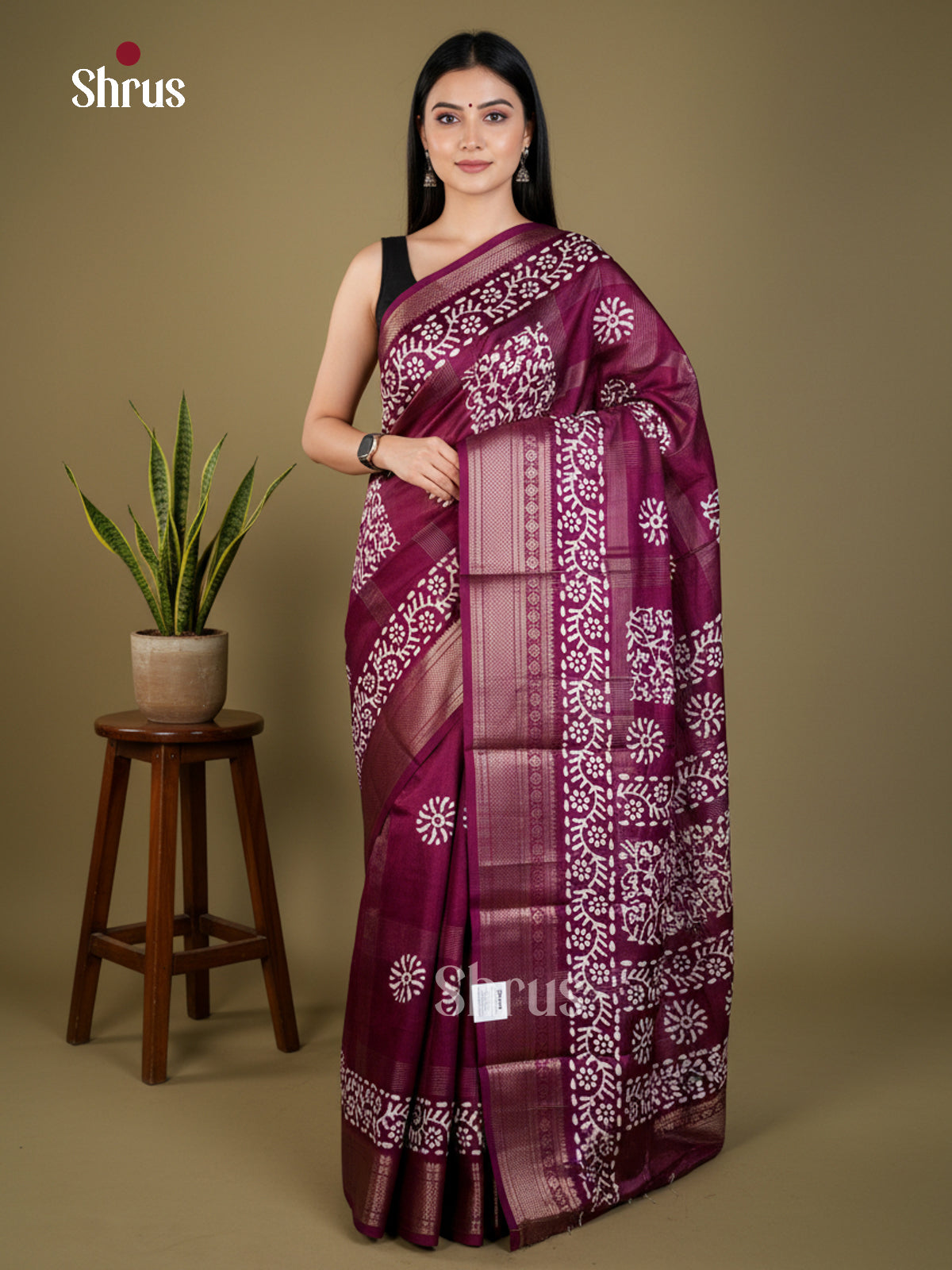 Purple  - Semi Crepe - Saree- EAS30545 - Shop on Shrus.com