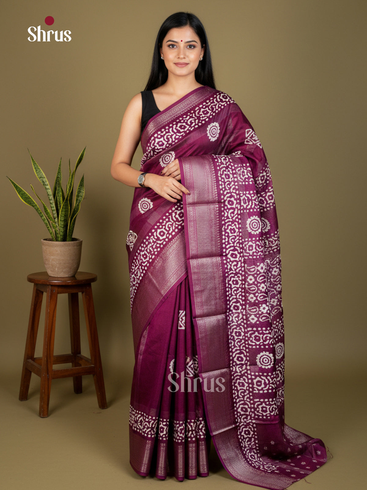 Purple - Semi Crepe - Saree - EAS30548 - Shop on Shrus.com
