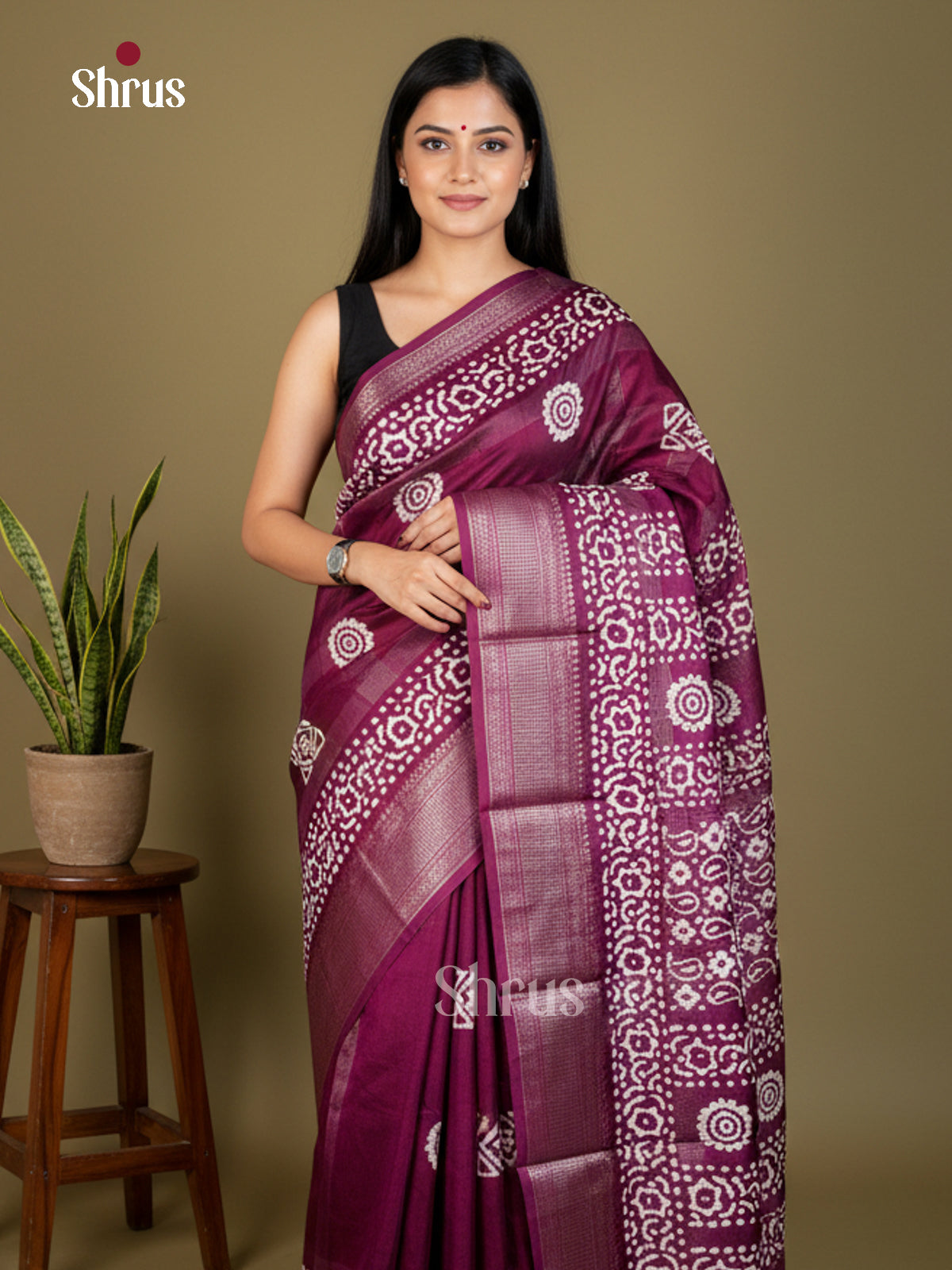 Purple - Semi Crepe - Saree - EAS30548 - Shop on Shrus.com