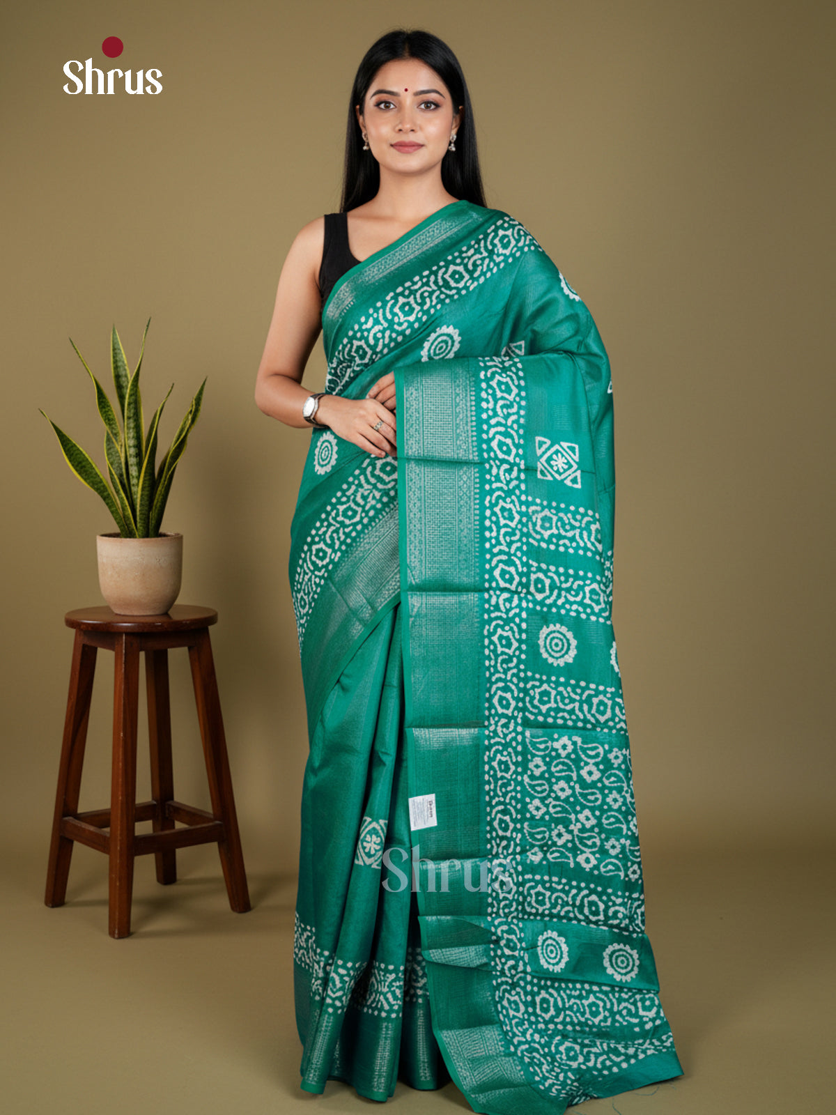 Green - Semi Crepe - Saree  - EAS30549 - Shop on Shrus.com