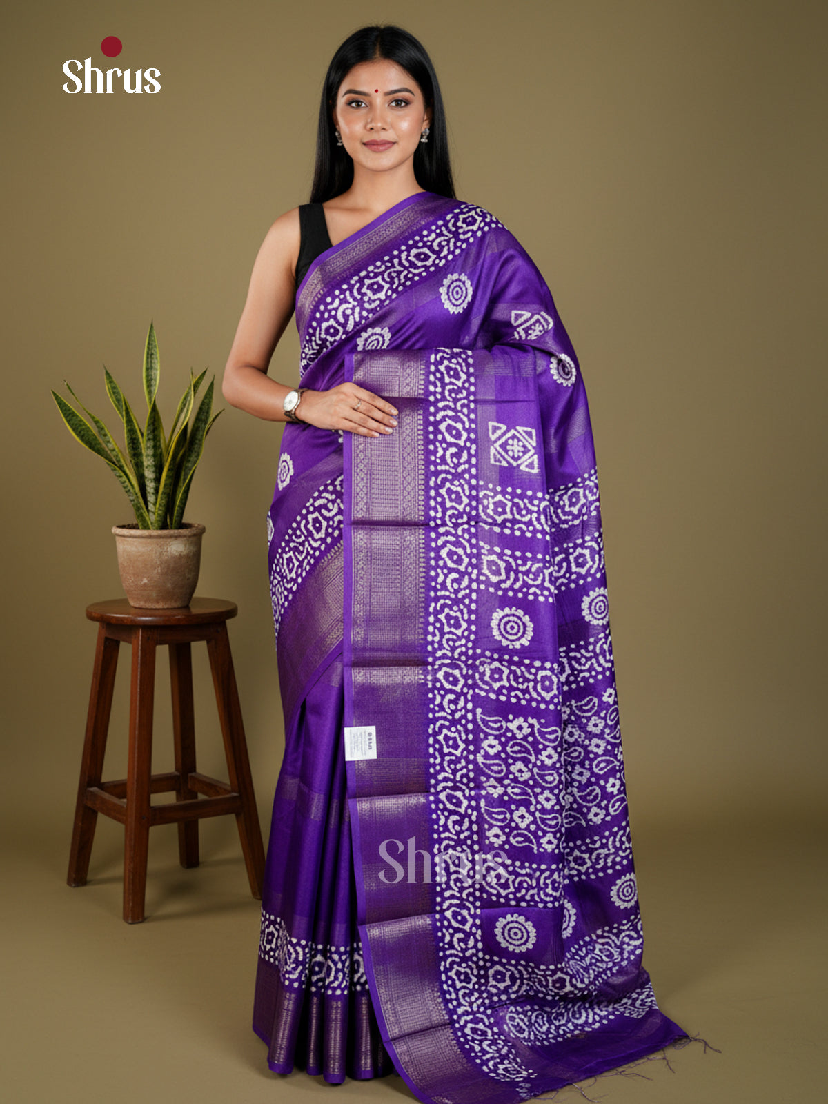 Purple- Semi Crepe - Saree- EAS30551 - Shop on Shrus.com