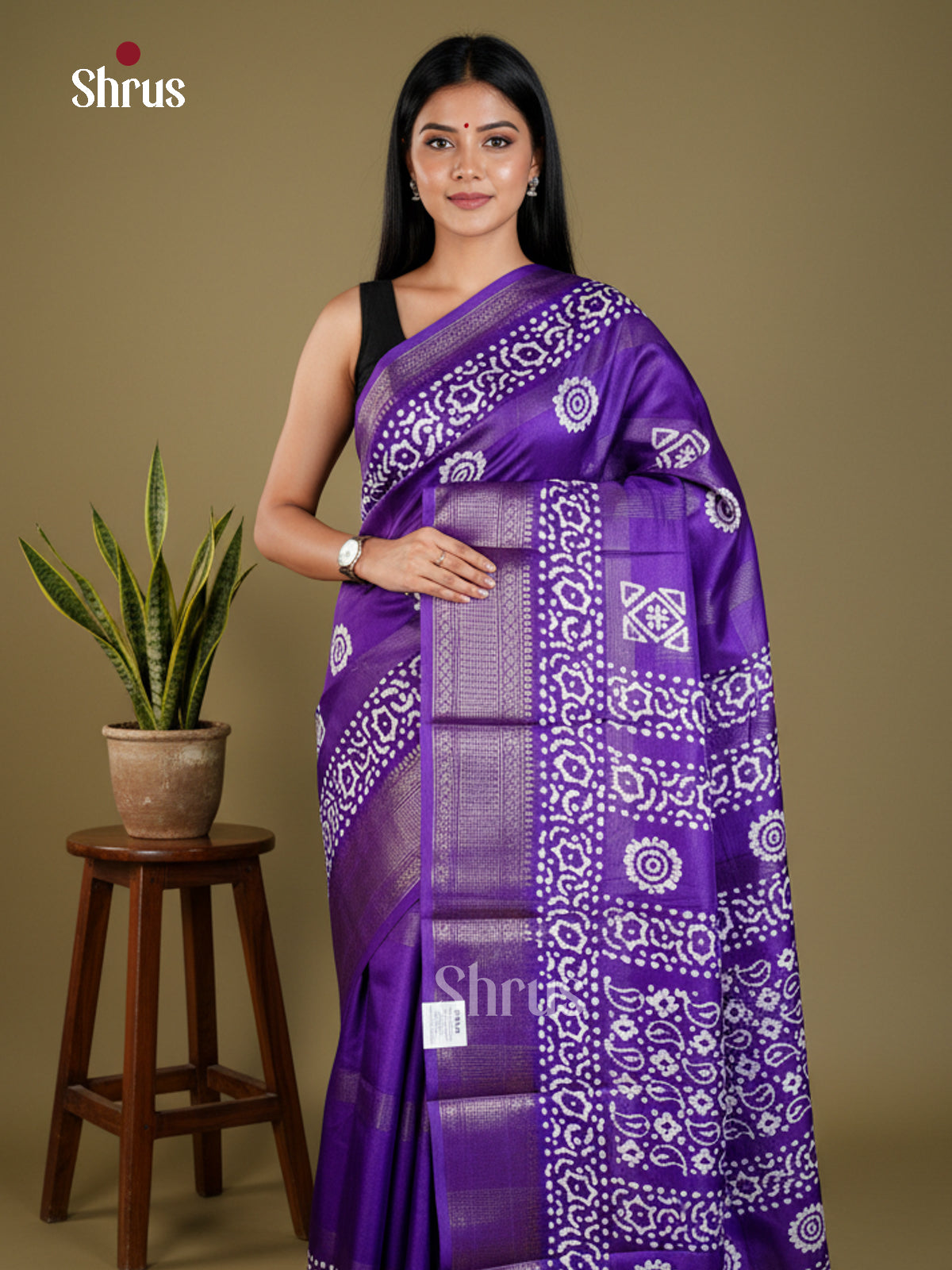 Purple- Semi Crepe - Saree- EAS30551 - Shop on Shrus.com