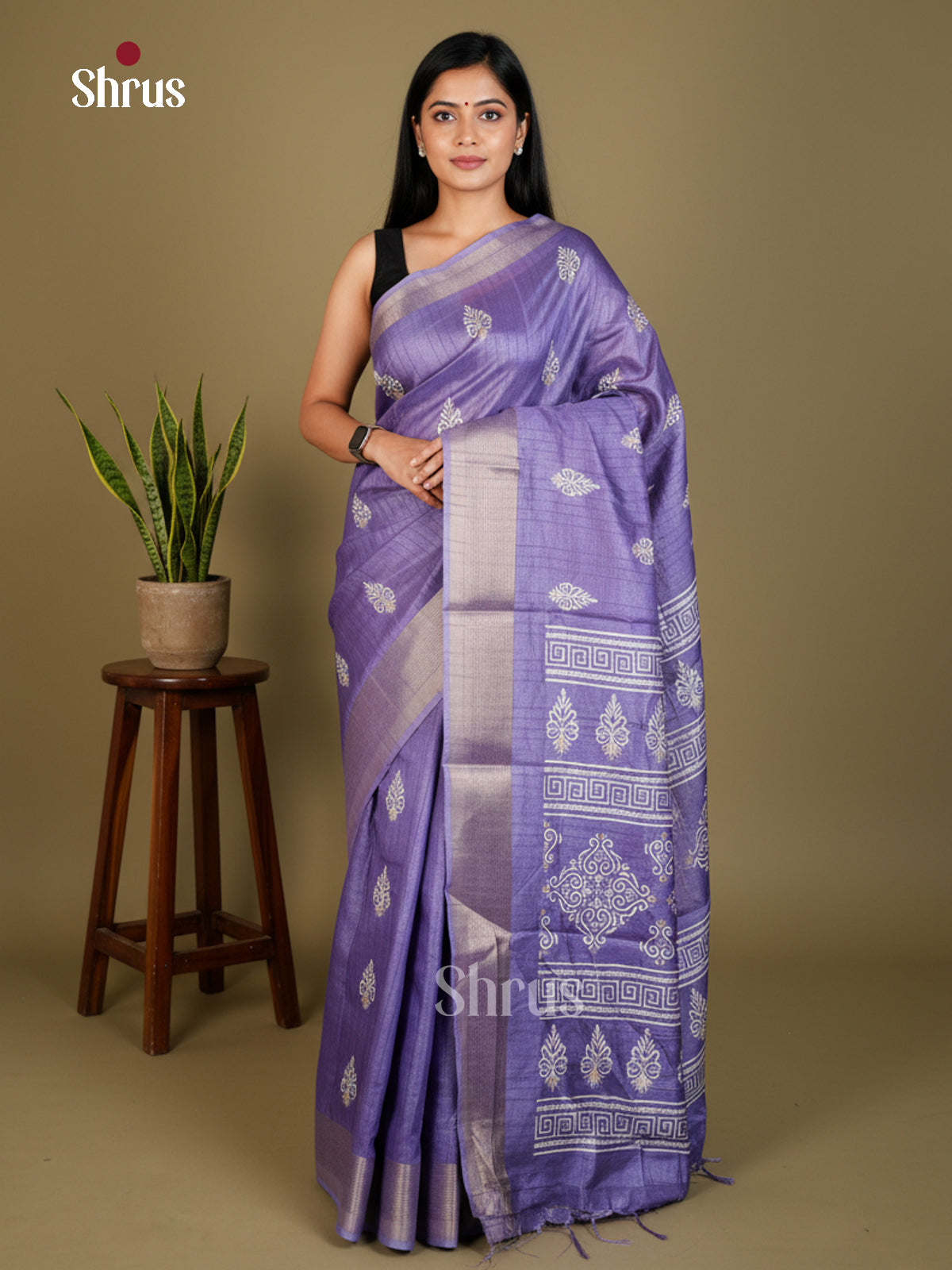 Purple- Semi Crepe - Saree - EAS30573 - Shop on Shrus.com
