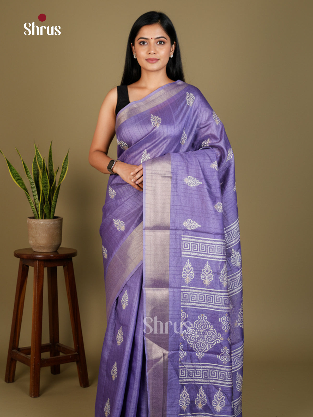Purple- Semi Crepe - Saree - EAS30573 - Shop on Shrus.com