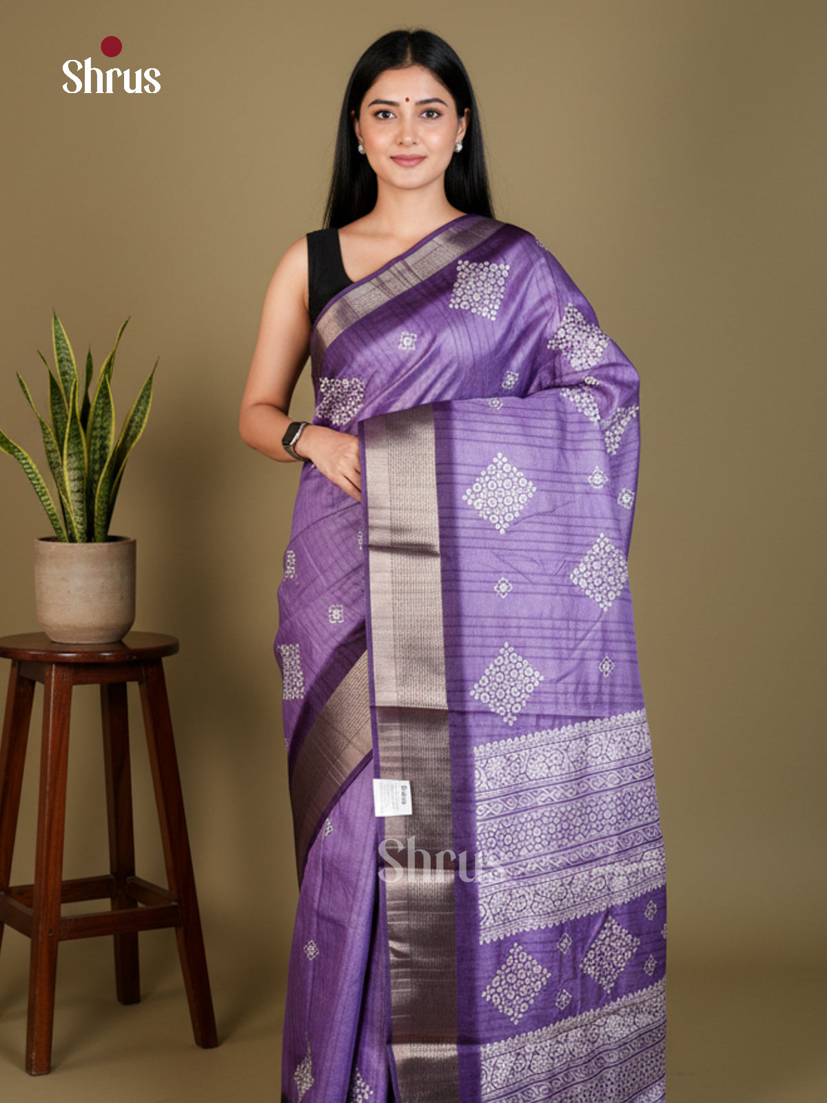 Purple & Violet  - Semi Crepe - Saree- EAS30588 - Shop on Shrus.com