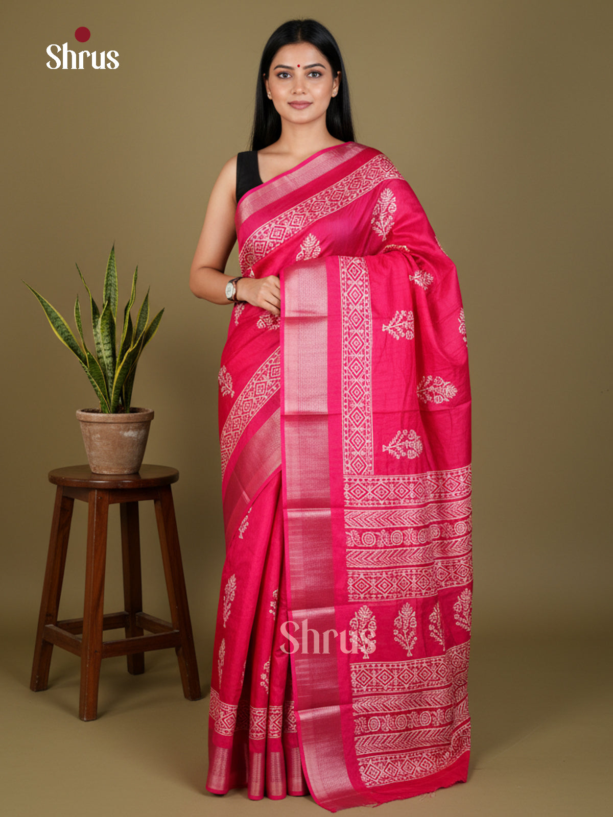 Pink(Single tone)- Semi Crepe - Saree - EAS30590 - Shop on Shrus.com