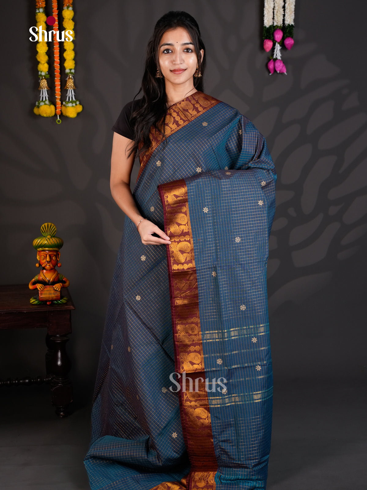 EAS31232 - Silkcotton-halfpure-Without Blouse - Saree - Shop on Shrus.com
