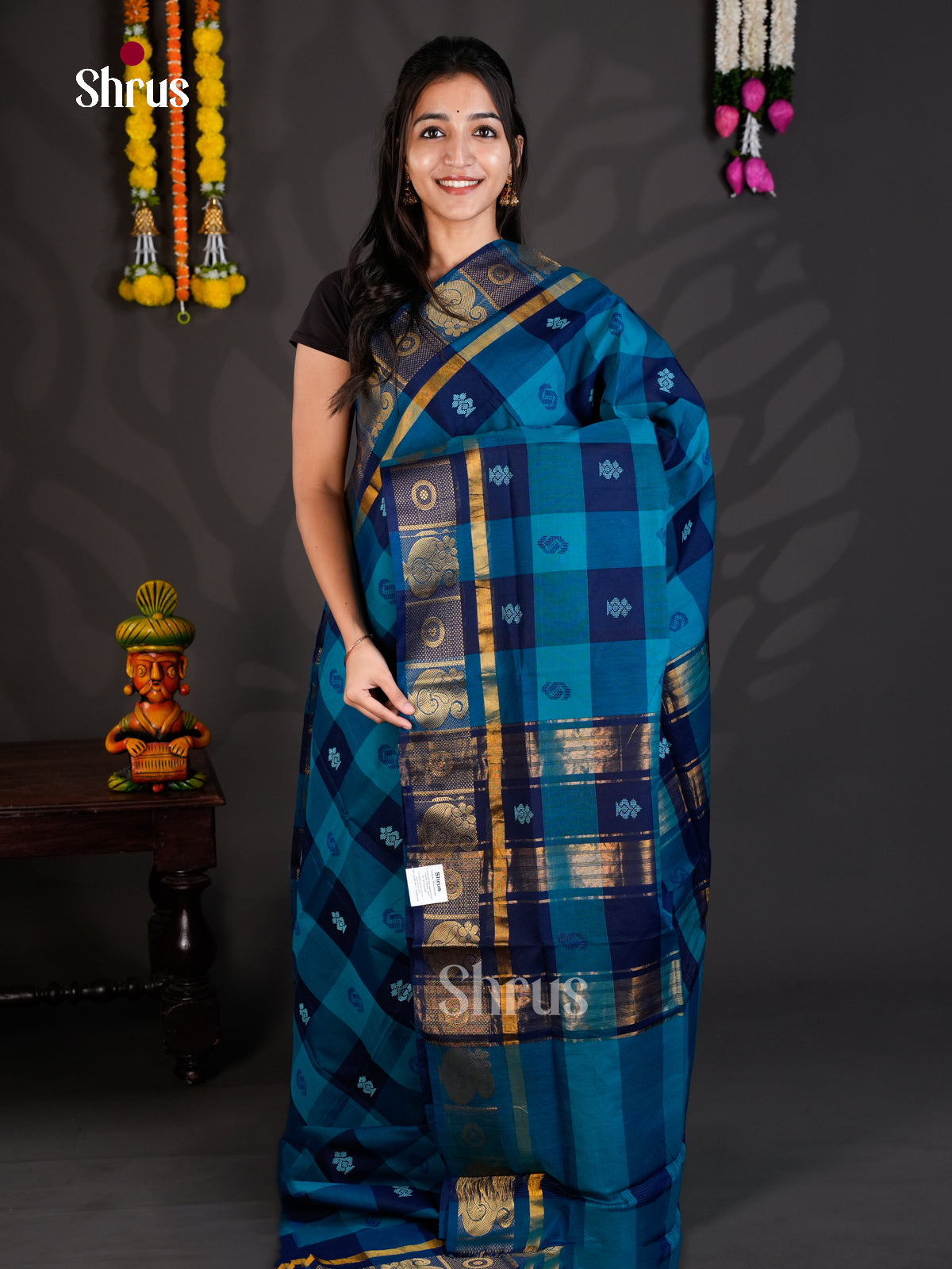 EAS31233 - Silkcotton-halfpure-Without Blouse - Saree - Shop on Shrus.com
