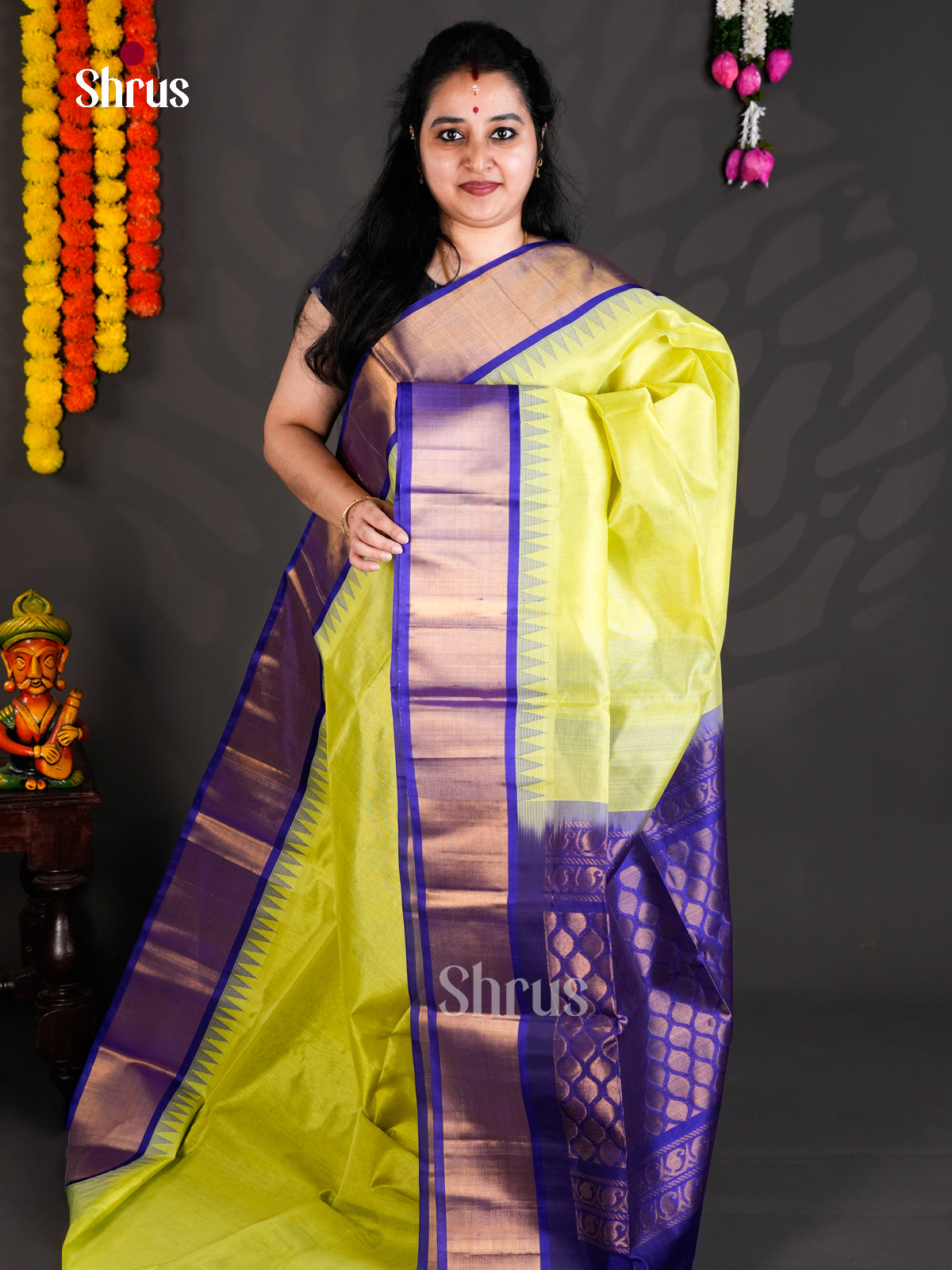 EBS01418 - Temple-border - Saree - Shop on Shrus.com