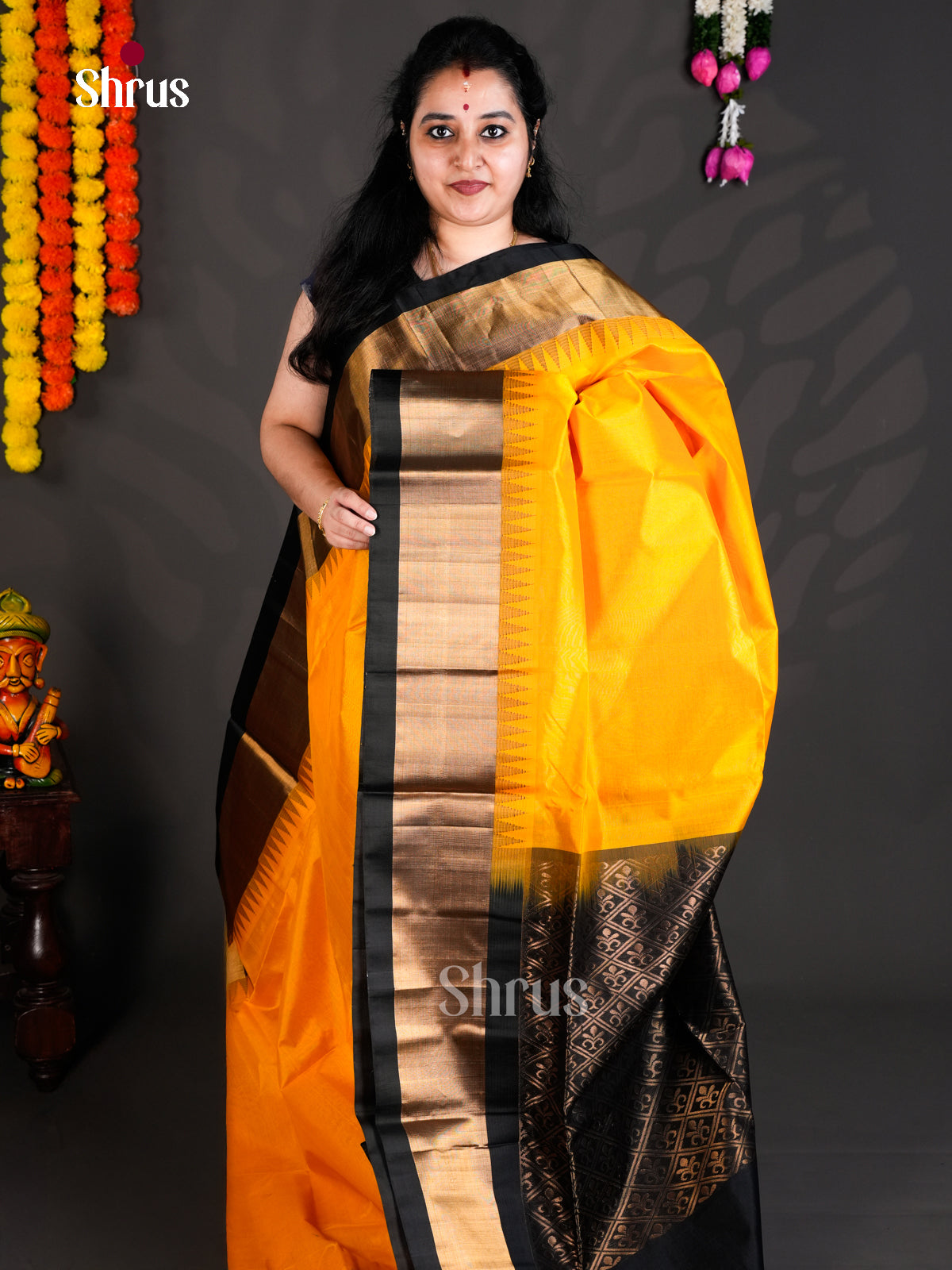 EBS01420 - Temple-border - Saree - Shop on Shrus.com
