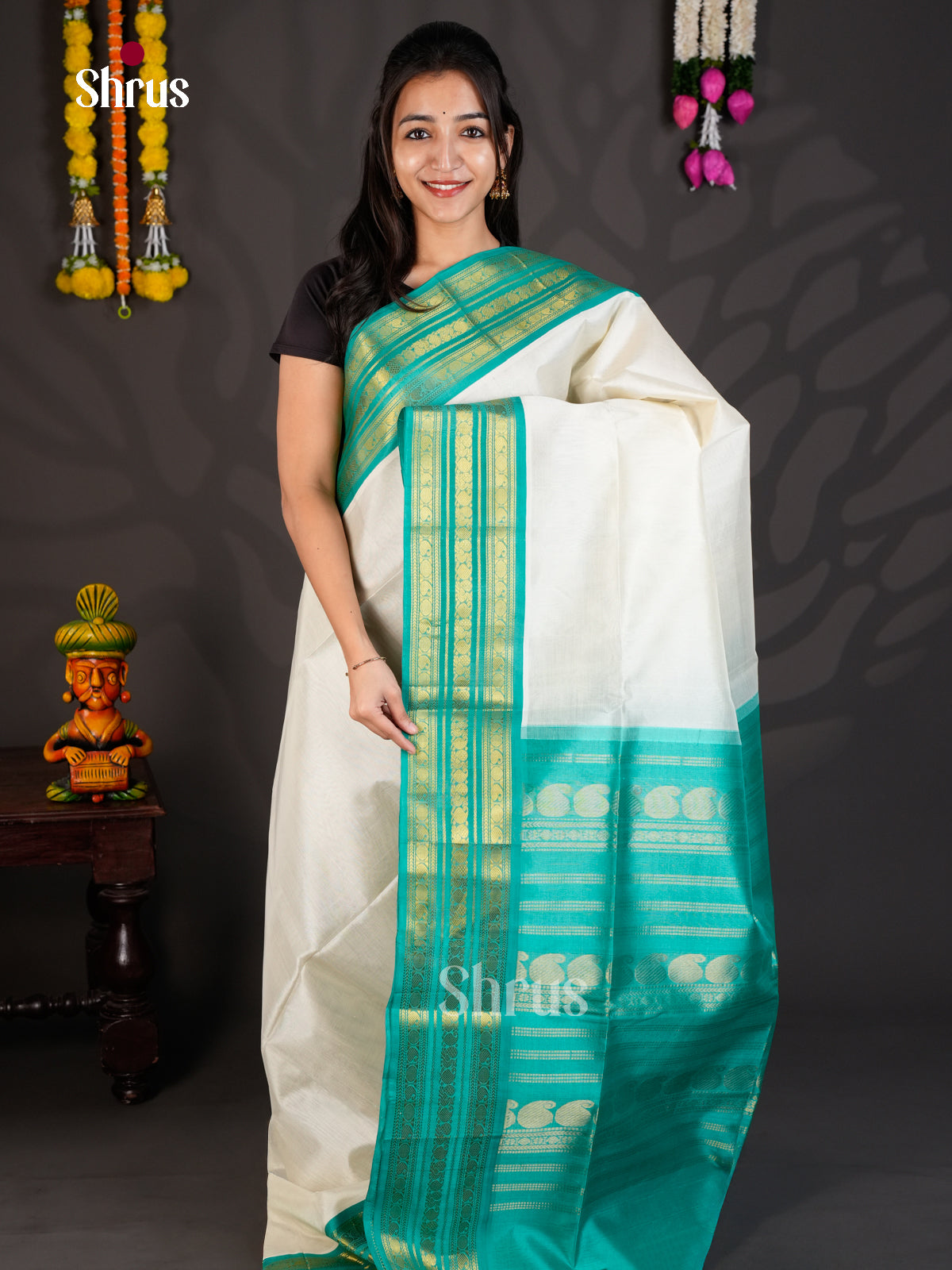 EBS01464 - Korvai-Medium border - Saree - Shop on Shrus.com