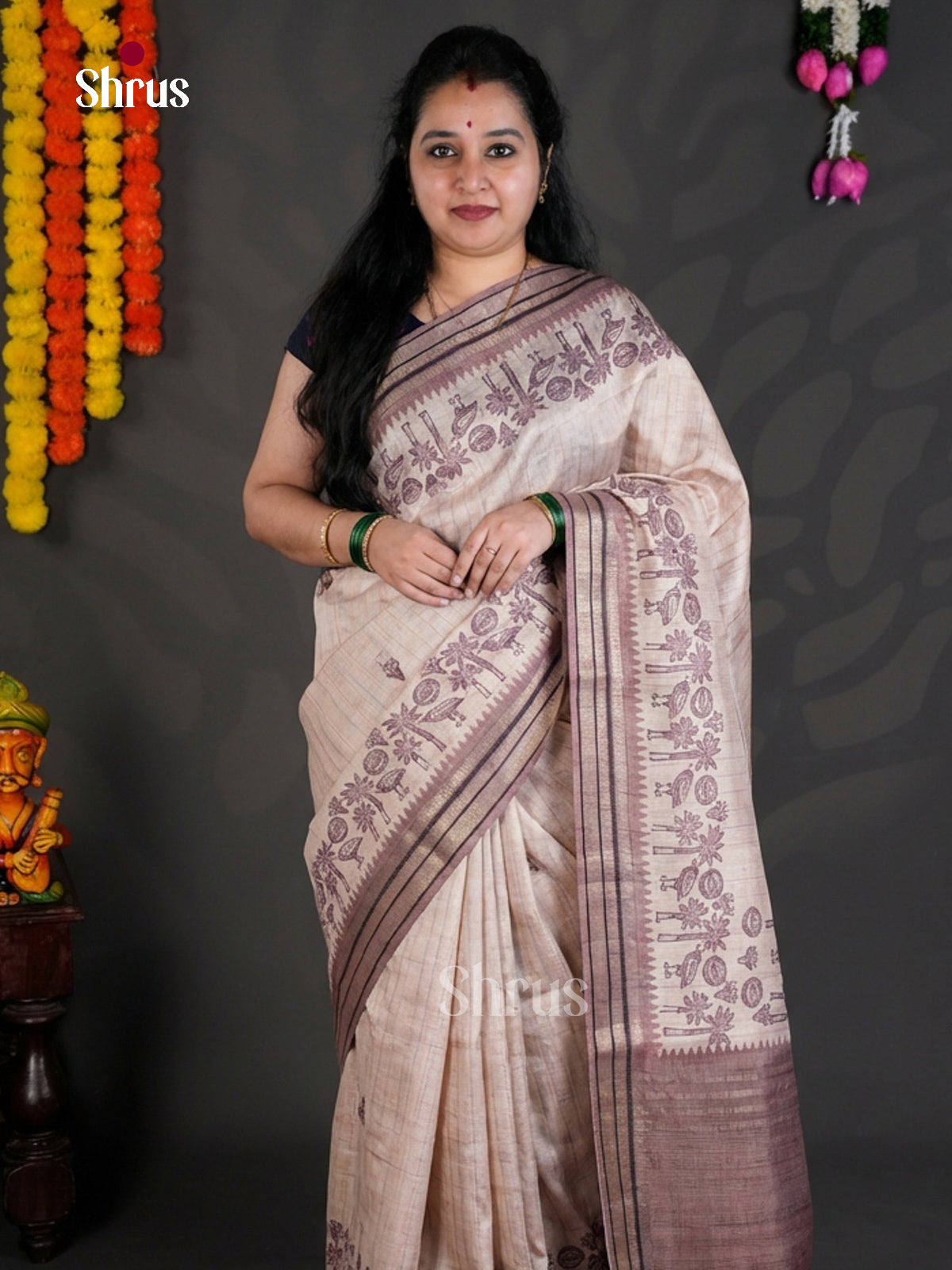 EBS04405 - Printed Semi Tussar - Saree - Shop on Shrus.com