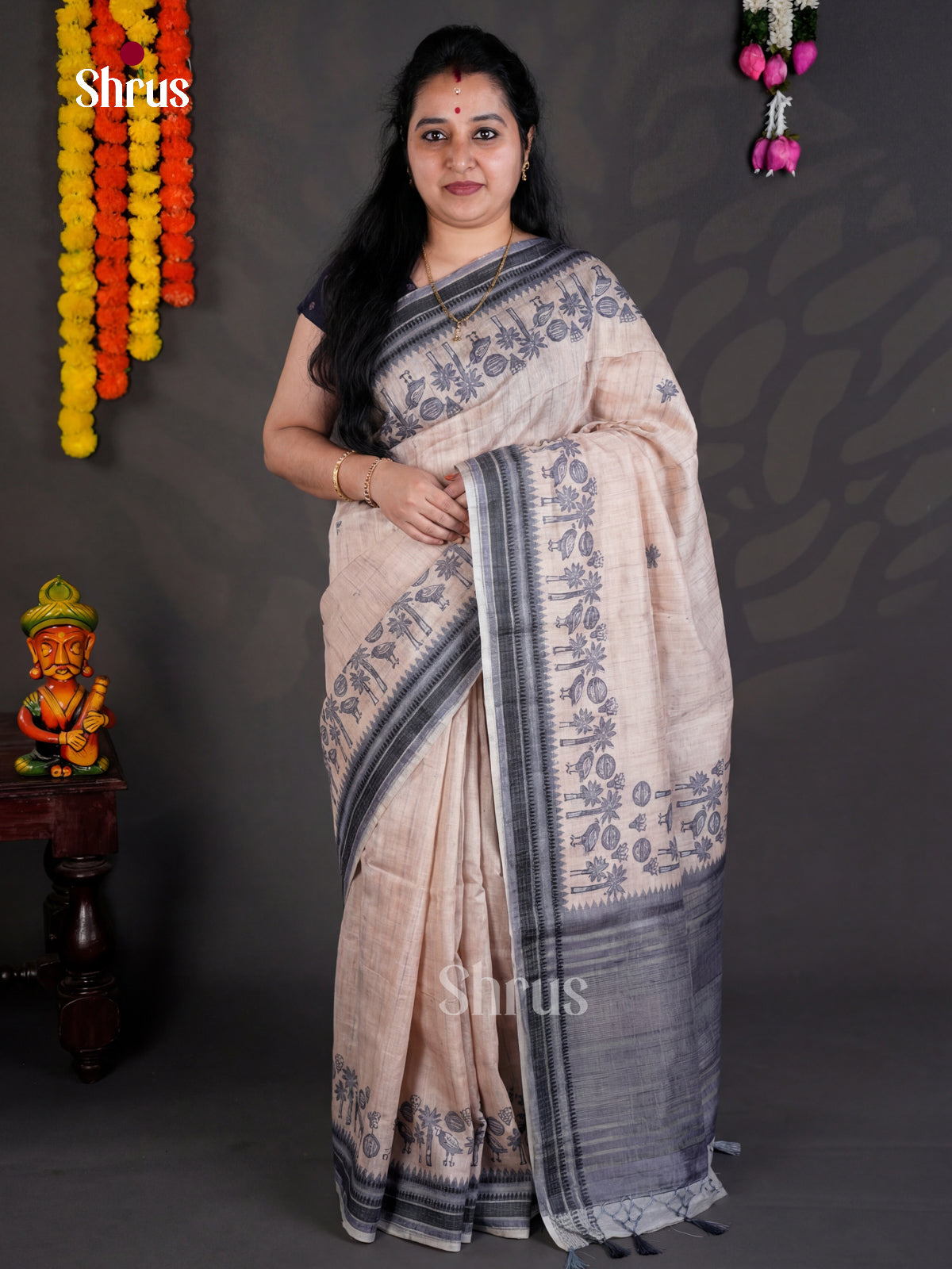 EBS04406 - Printed Semi Tussar - Saree - Shop on Shrus.com