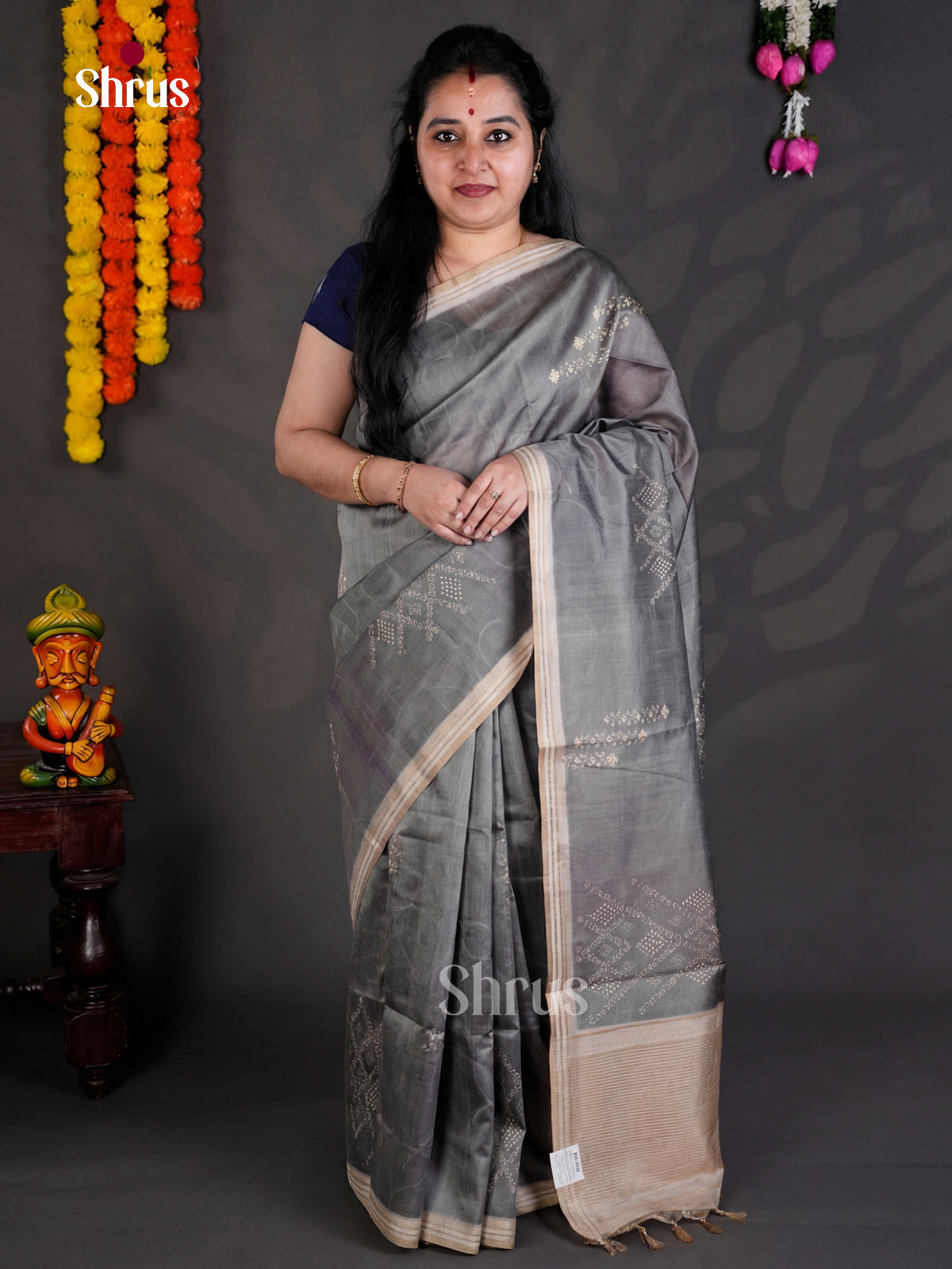 EBS04417 - Printed Semi Tussar - Saree - Shop on Shrus.com