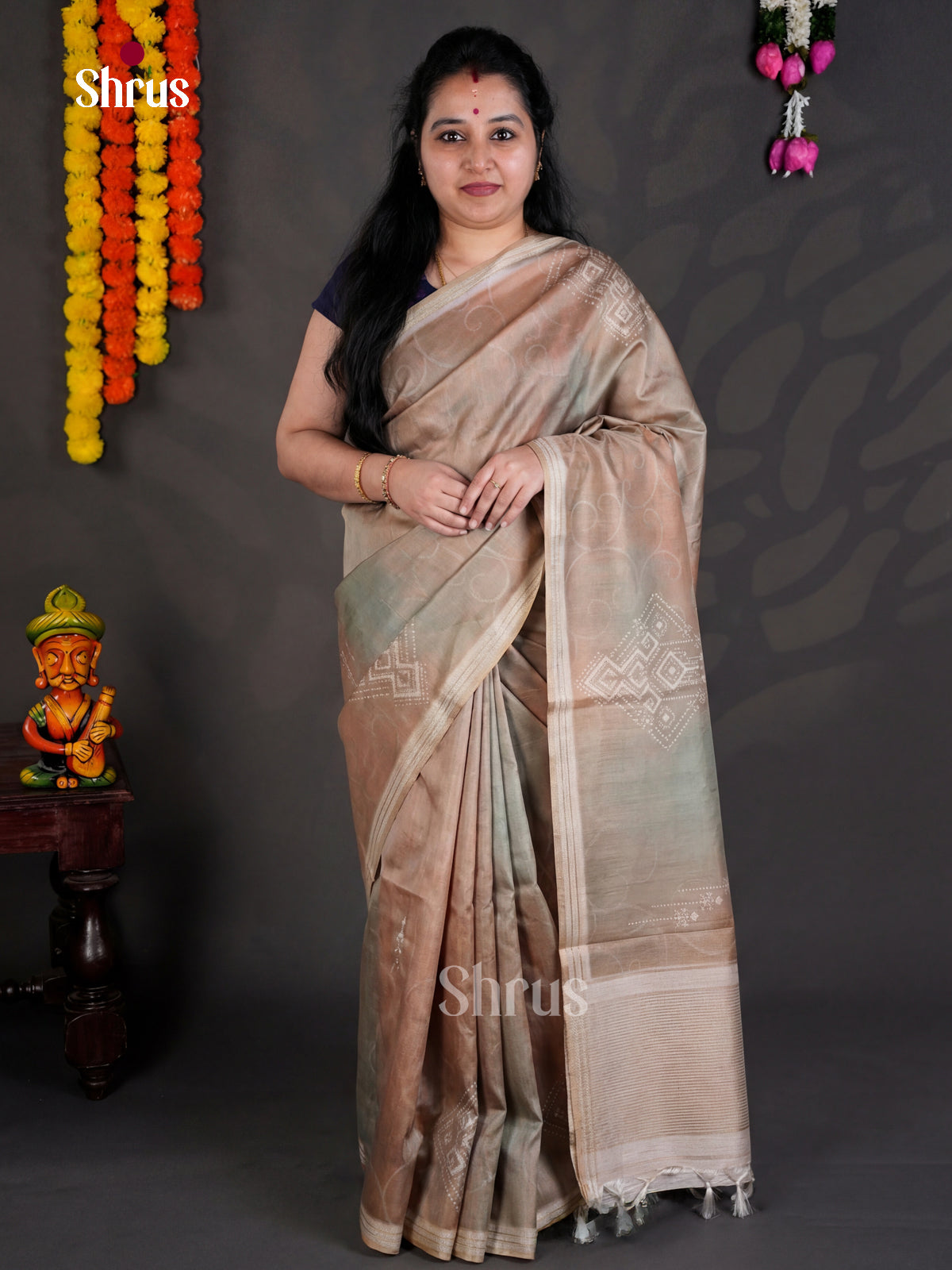EBS04426 - Printed Semi Tussar - Saree - Shop on Shrus.com