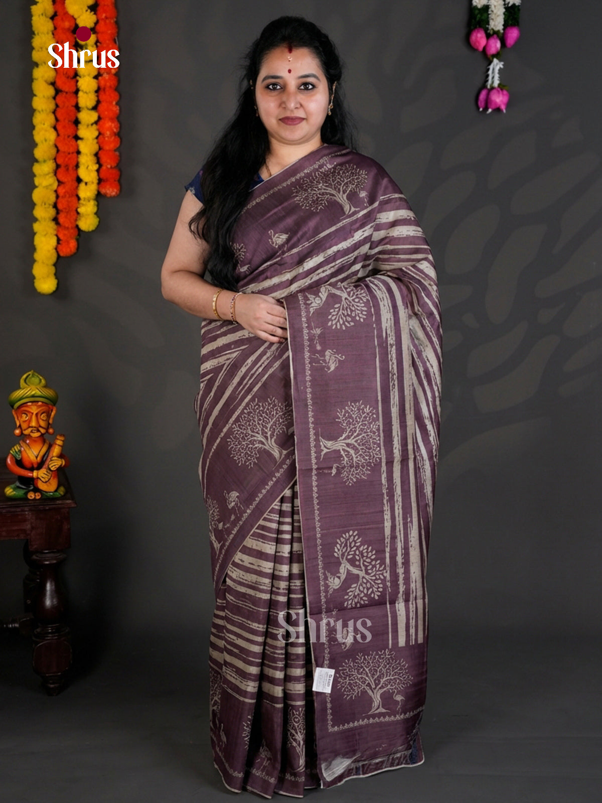 EBS04465 - Printed Semi Tussar - Saree - Shop on Shrus.com