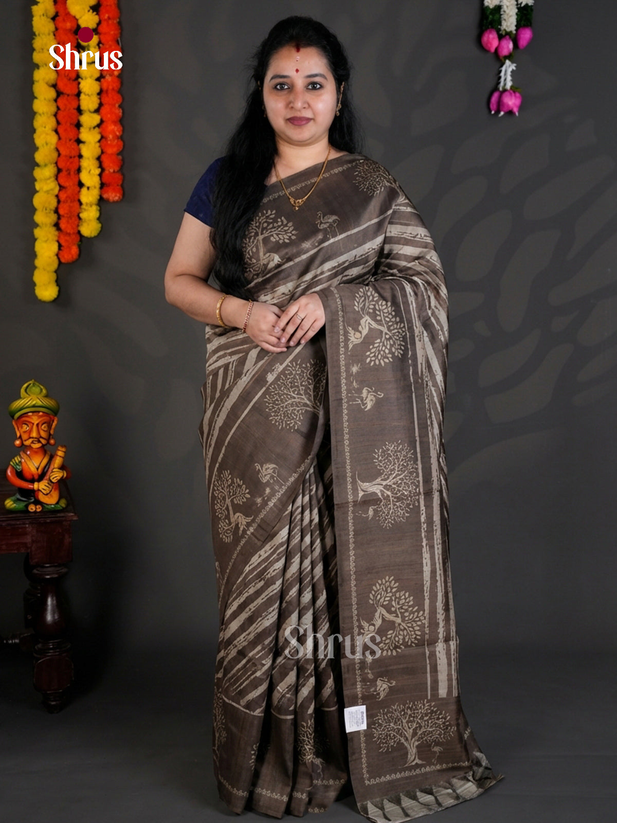 EBS04467 - Printed Semi Tussar - Saree - Shop on Shrus.com