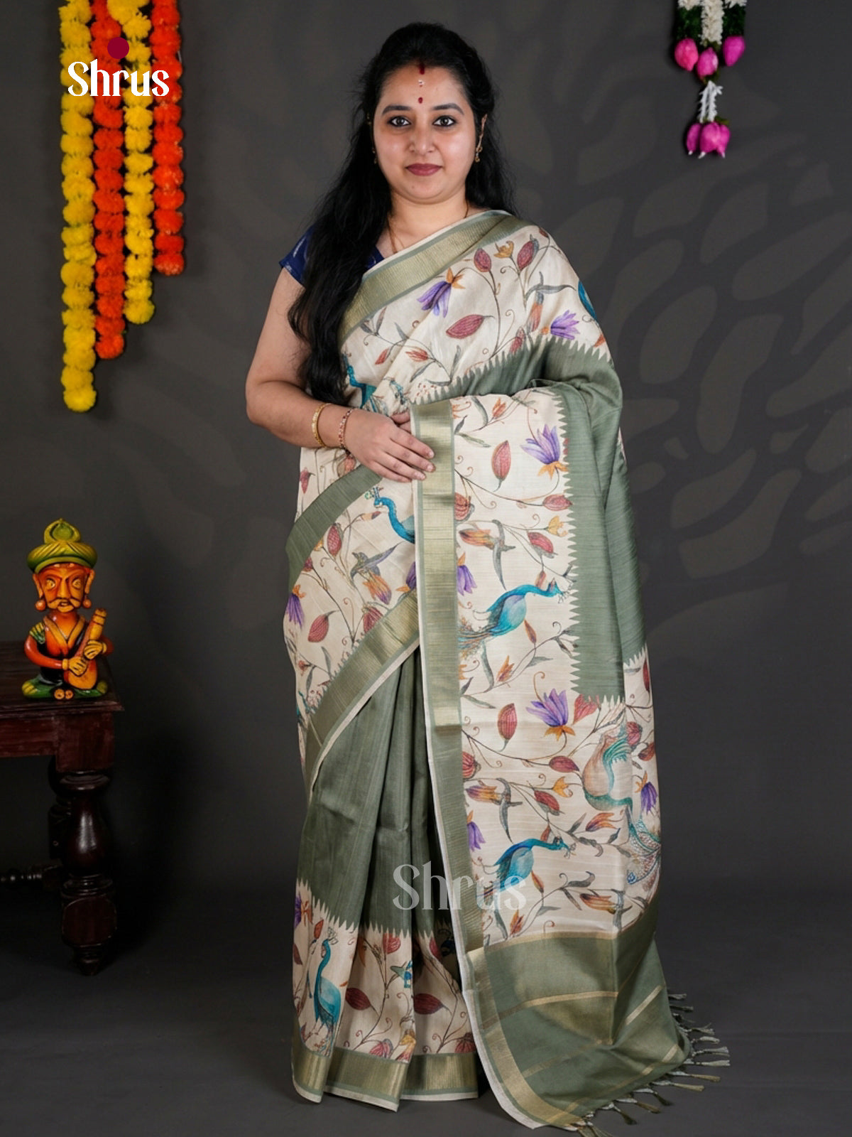 EBS04472 - Printed Semi Tussar - Saree - Shop on Shrus.com