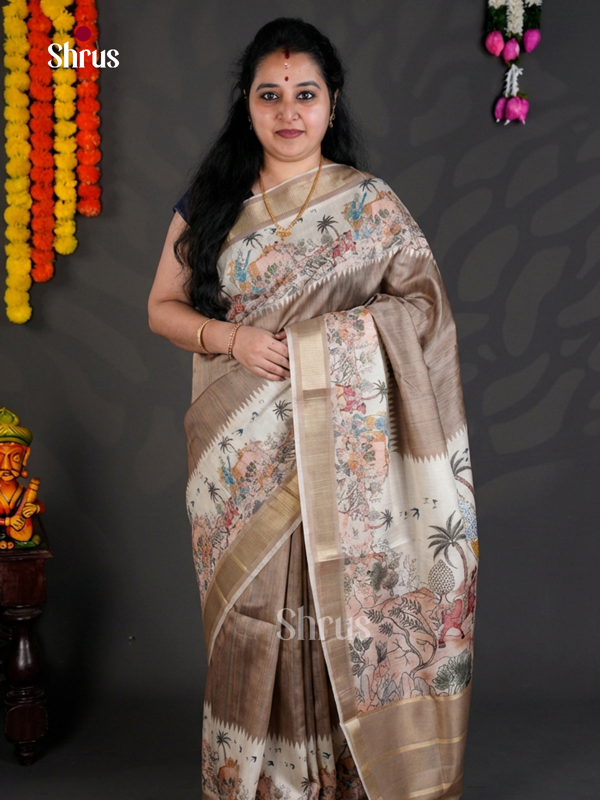 EBS04479 - Printed Semi Tussar - Saree - Shop on Shrus.com