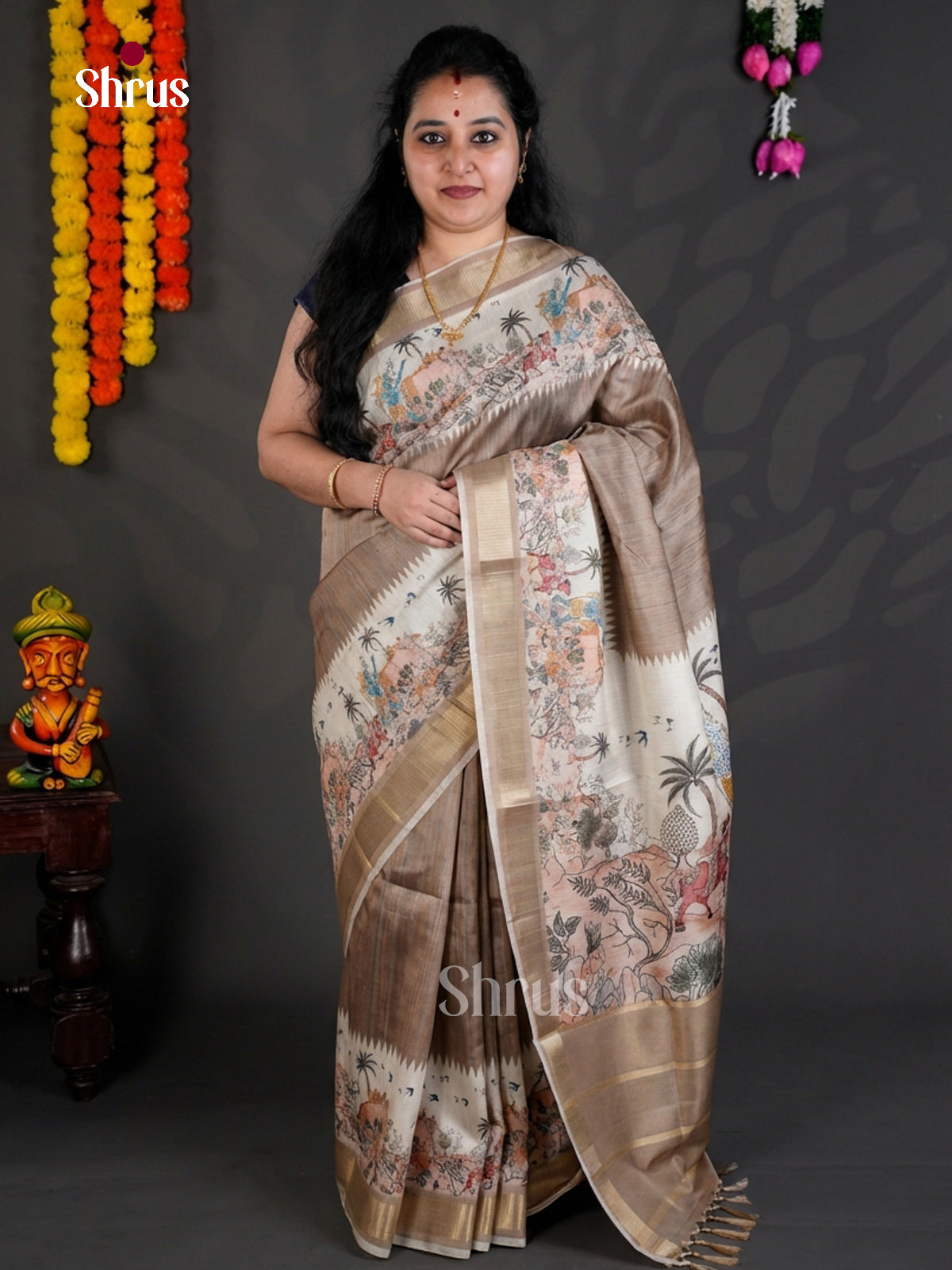 EBS04479 - Printed Semi Tussar - Saree - Shop on Shrus.com