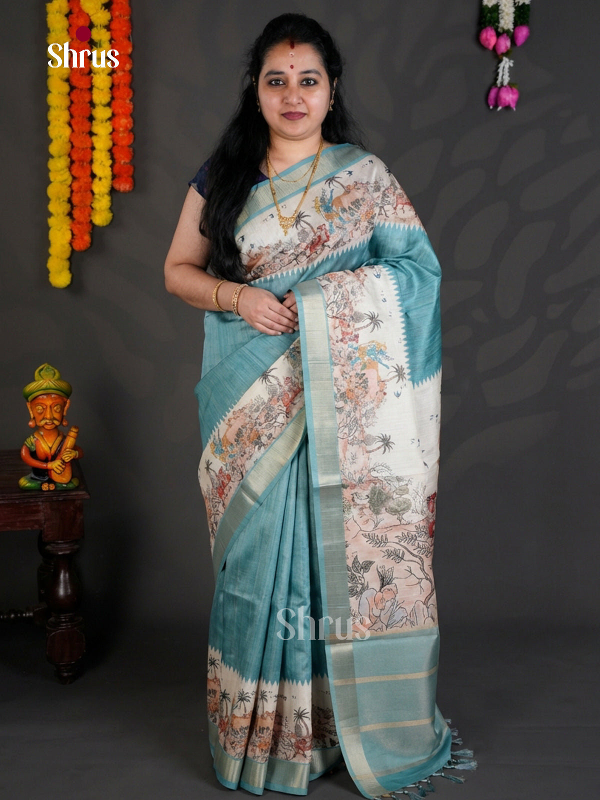 EBS04481 - Printed Semi Tussar - Saree - Shop on Shrus.com