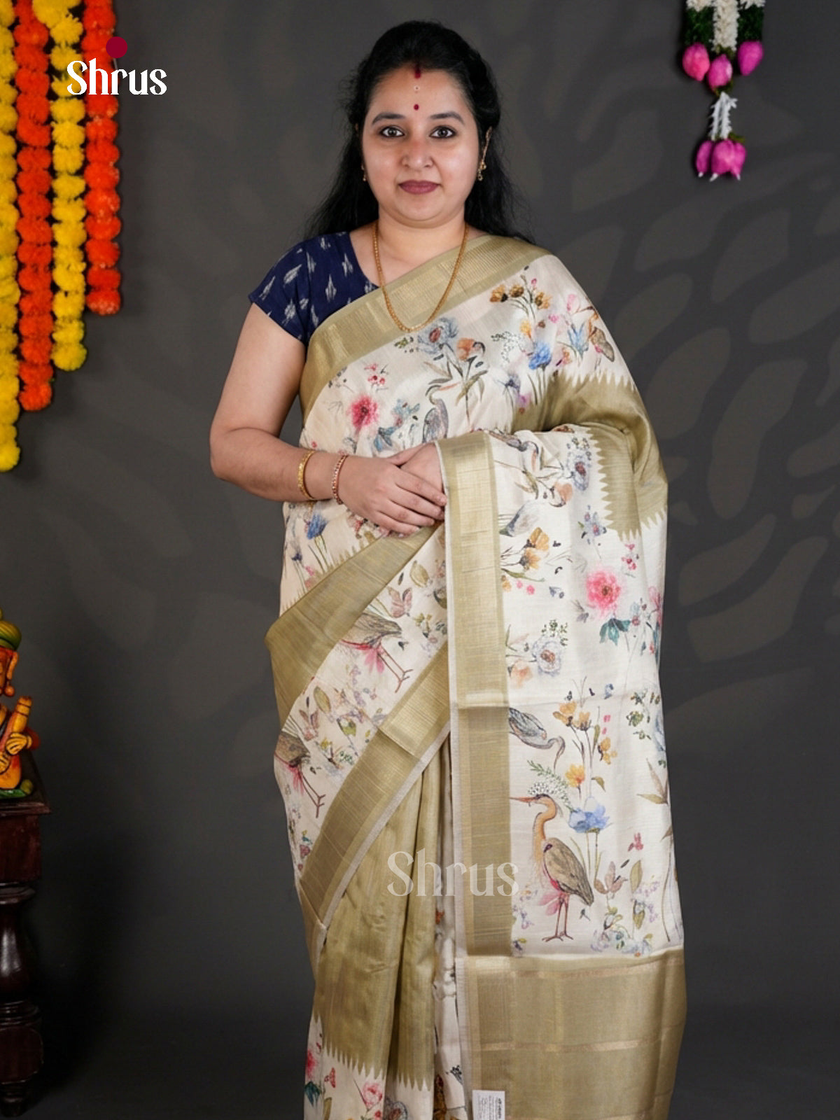 EBS04486 - Printed Semi Tussar - Saree - Shop on Shrus.com