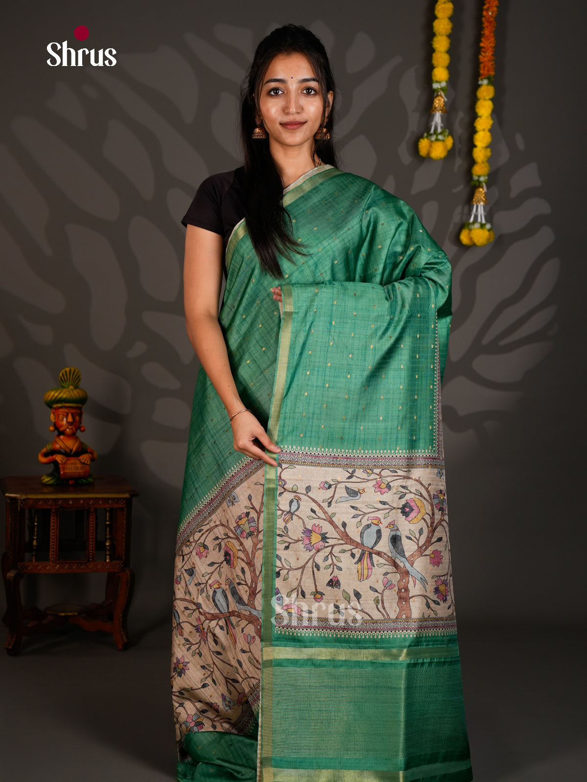 Printed Semi Tussar Saree - EBS04522 - Shop on Shrus.com