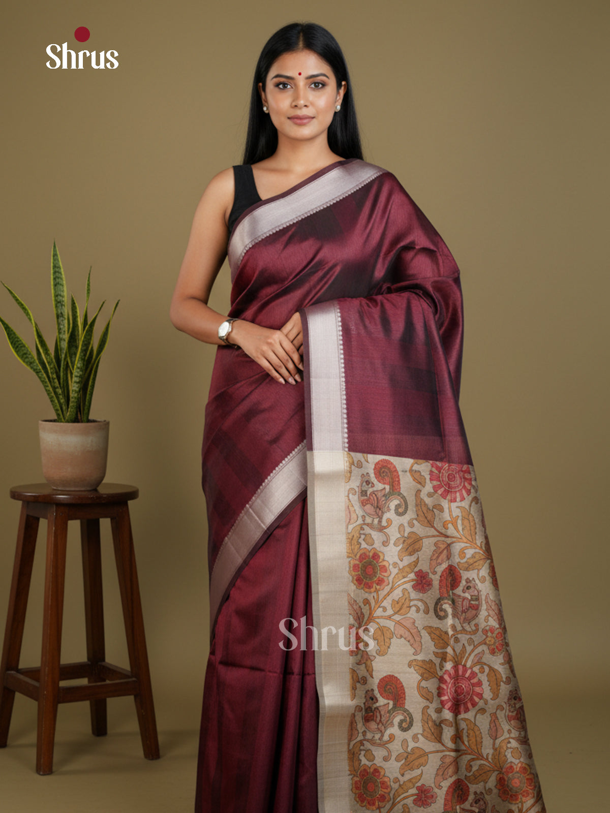 Semi Rawsilk Saree - EBS05002 - Shop on Shrus.com