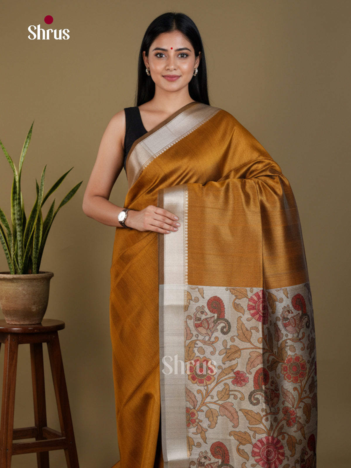 Semi Rawsilk Saree - EBS05004 - Shop on Shrus.com