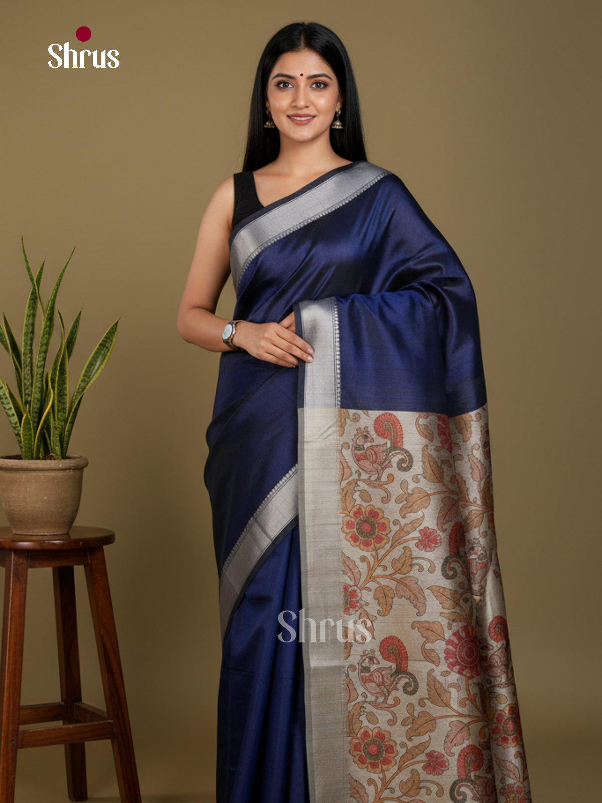 Semi Rawsilk Saree - EBS05005 - Shop on Shrus.com