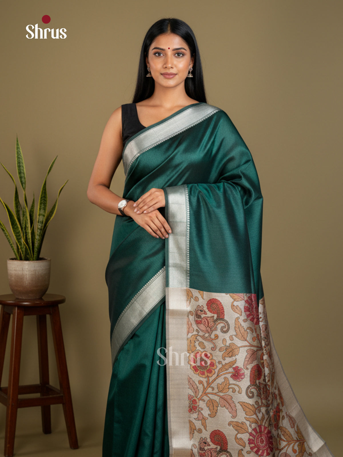 Semi Rawsilk Saree - EBS05006 - Shop on Shrus.com