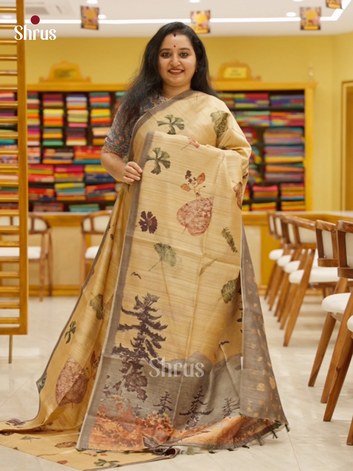 Semi Tissue Print Saree - EBS05020