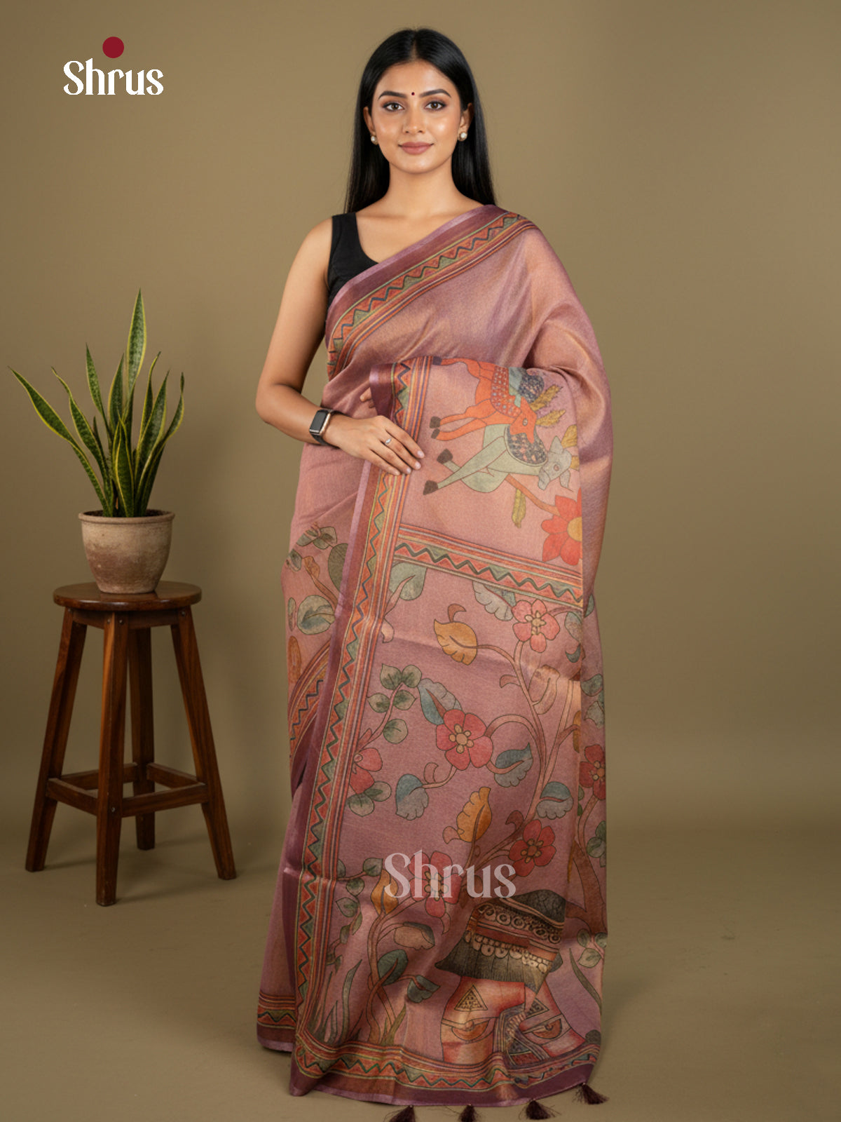 Semi Tissue Print Saree - EBS05040 - Shop on Shrus.com