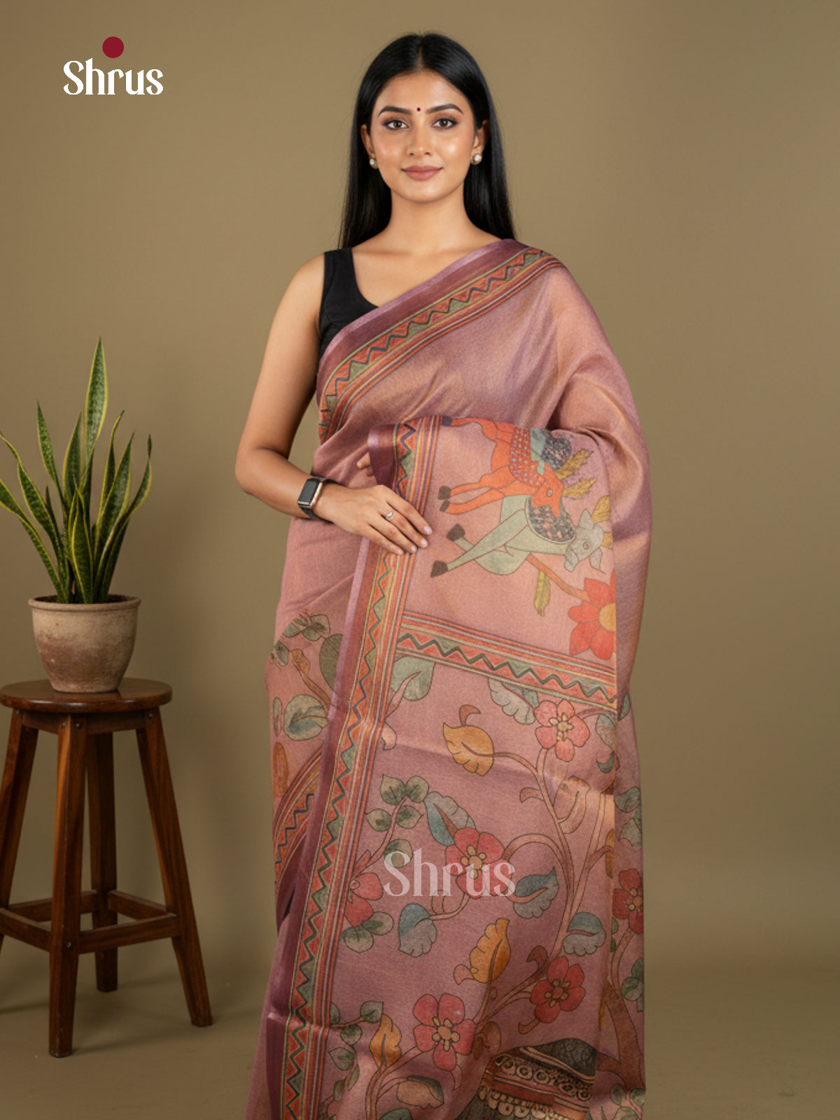 Semi Tissue Print Saree - EBS05040 - Shop on Shrus.com