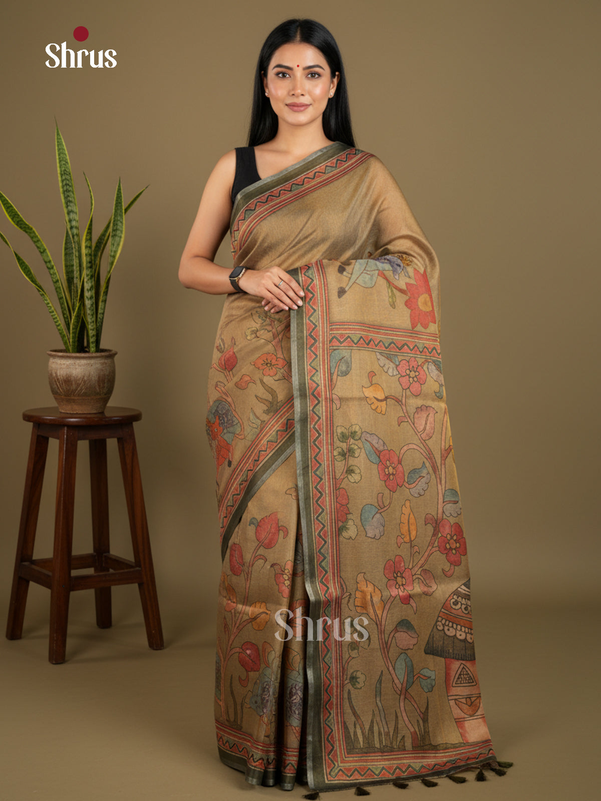 Semi Tissue Print Saree - EBS05041 - Shop on Shrus.com
