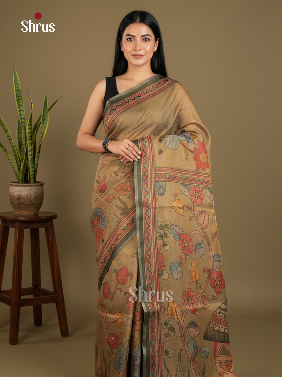 Semi Tissue Print Saree - EBS05041 - Shop on Shrus.com