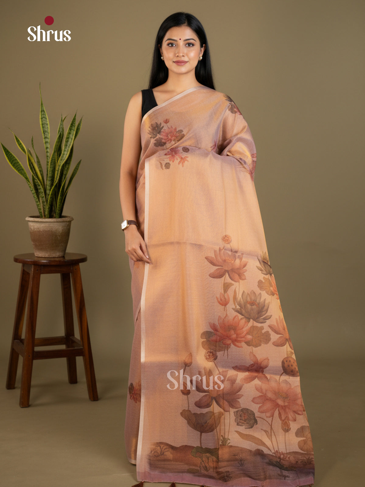 Semi Tissue Print Saree - EBS05042 - Shop on Shrus.com